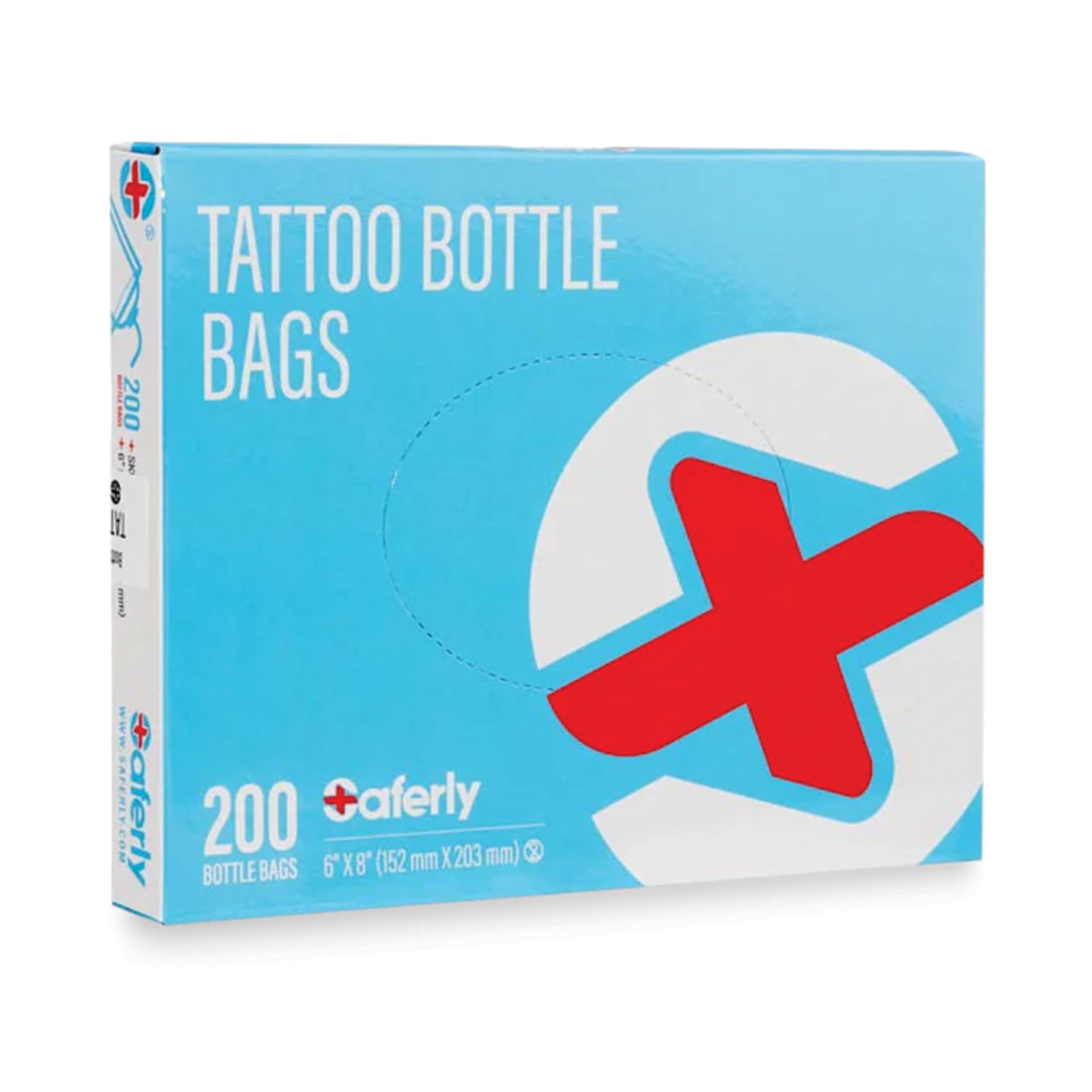 Saferly Tattoo Bottle Bags - 6" x 8", Pkg of 200, front of packaging