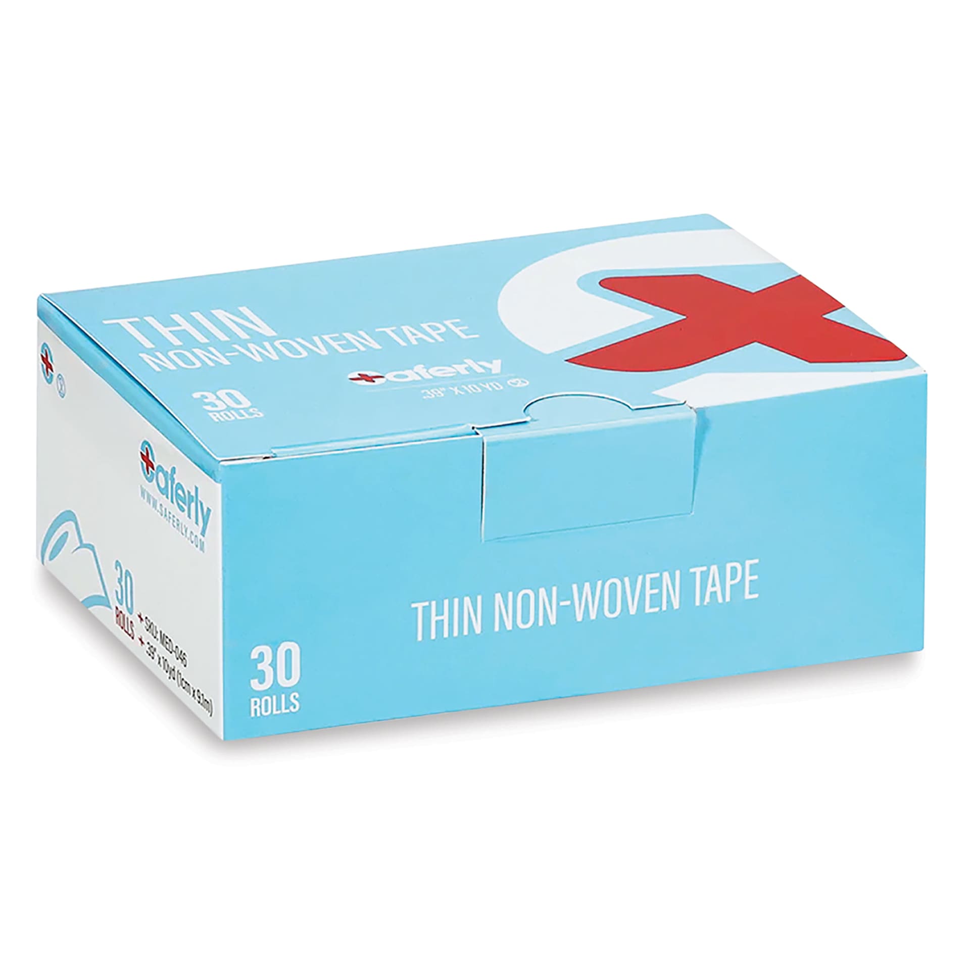 Saferly Medical Tape - 0.39" x 10 yds, Pkg of 30 Rolls, closed packaging
