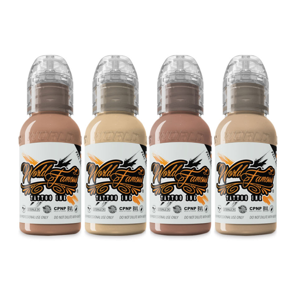 World Famous Tattoo Inks and Sets - Set of 4, Alex Santucci Cover-Up, 1 oz bottles