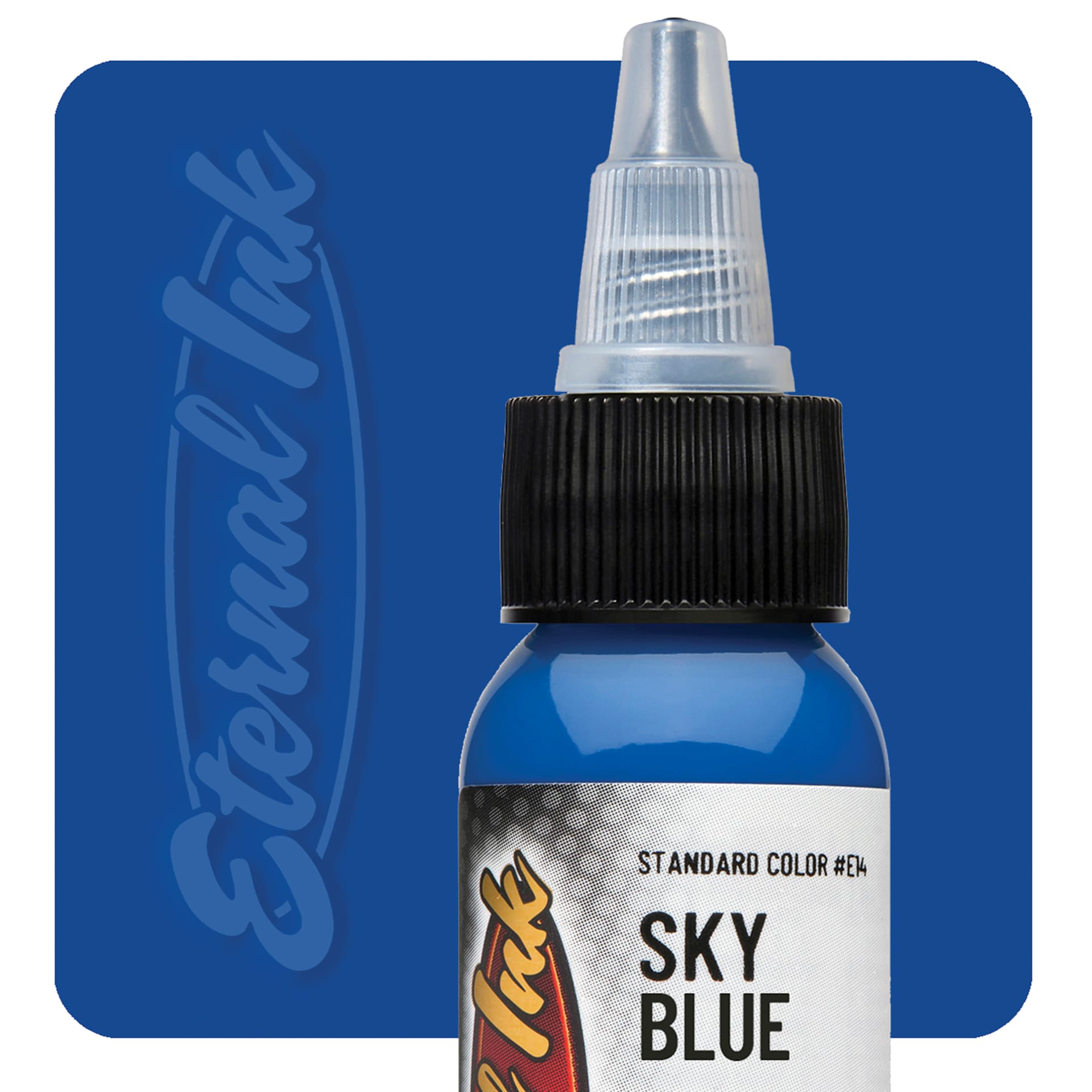 Eternal Ink Tattoo Ink - Sky Blue, 1 oz bottle and swatch