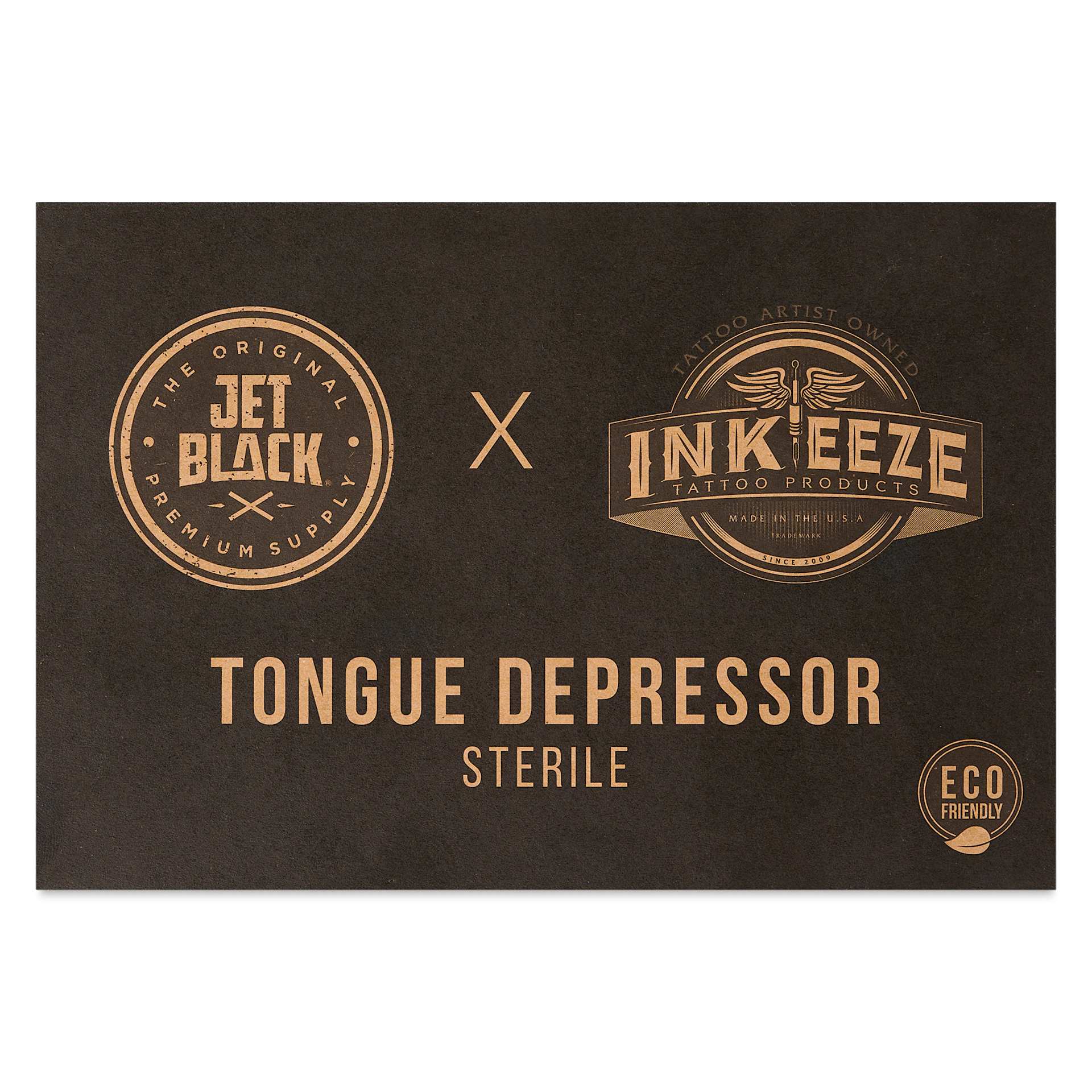 TatSoul Jet Black x Inkeeze Tongue Depressors - Pkg of 100, packaging