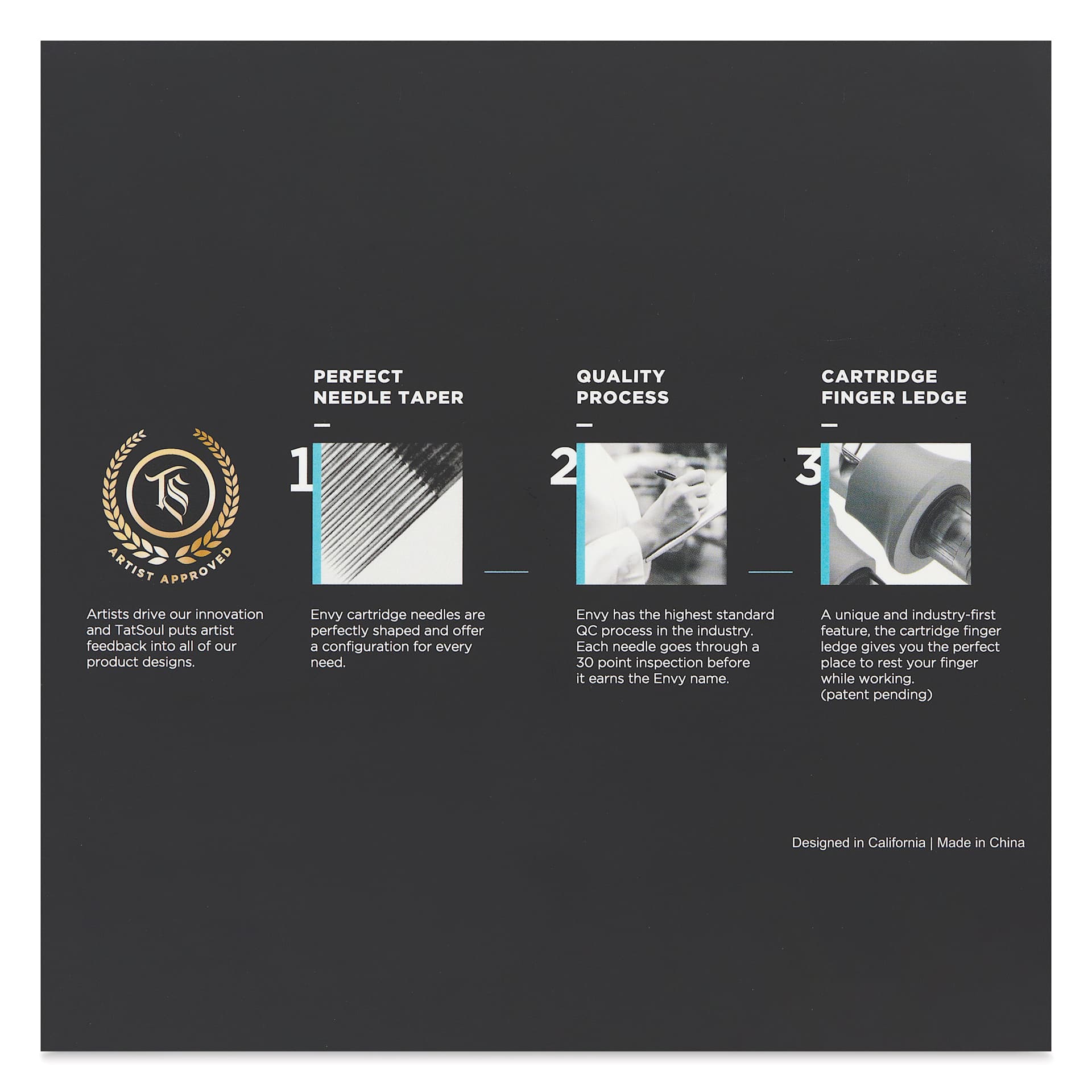 Artist Approved. Perfect Needle Taper. Quality Process. Cartridge Finger Ledge.