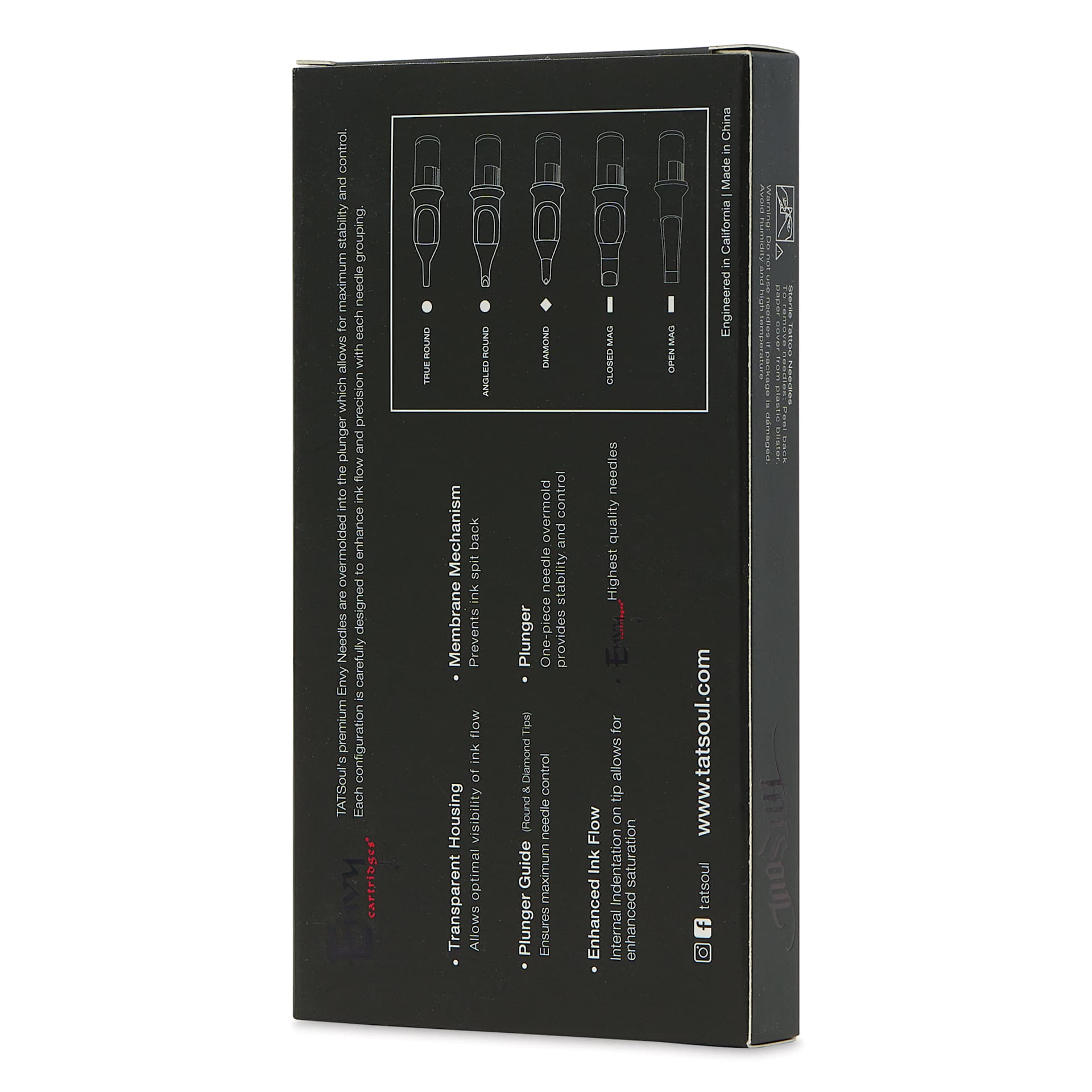 TatSoul Envy Standard Round Liner Long Taper Tattoo Needle Cartridge - #12, 7 Needles, Pkg of 10, packaging