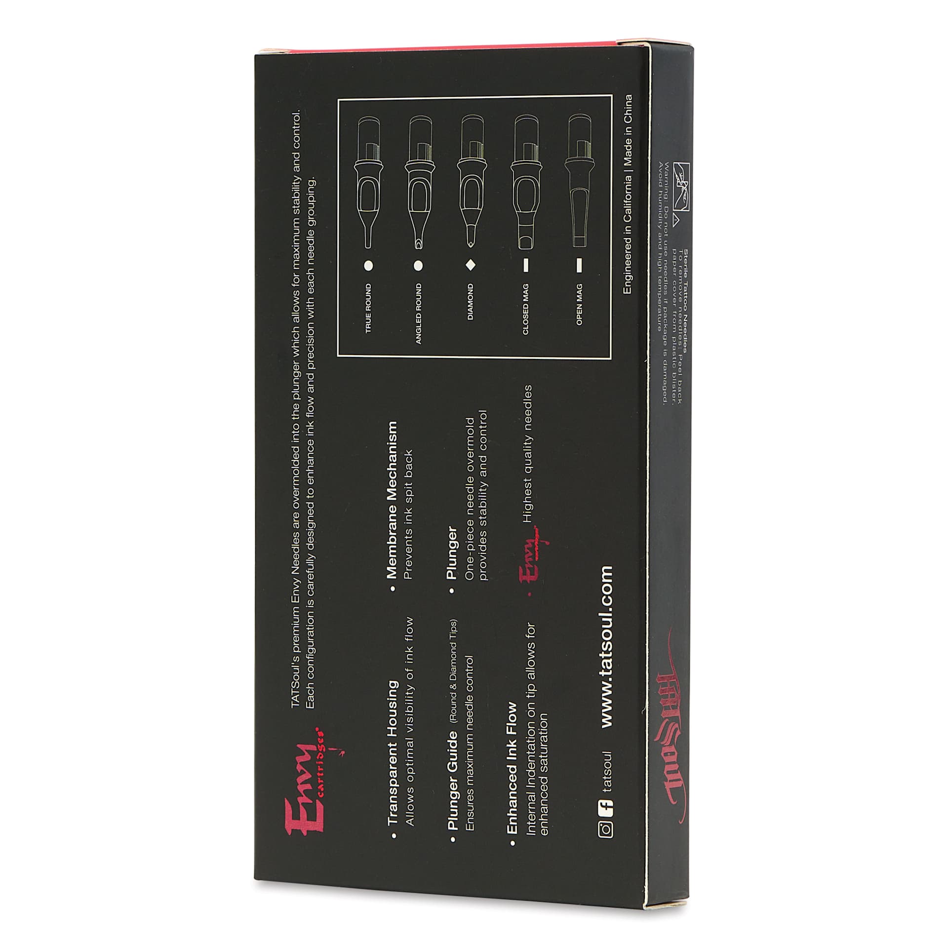 TatSoul Envy Traditional Round Liner Long Taper Tattoo Needle Cartridge - #12, 9 Needles, Pkg of 10, packaging