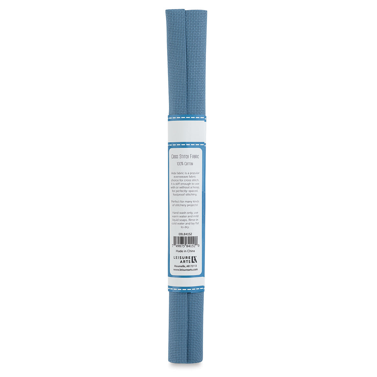 Essentials by Leisure Arts Aida Cloth - Medium Blue, 15" x 18", Roll (Back of packaging)