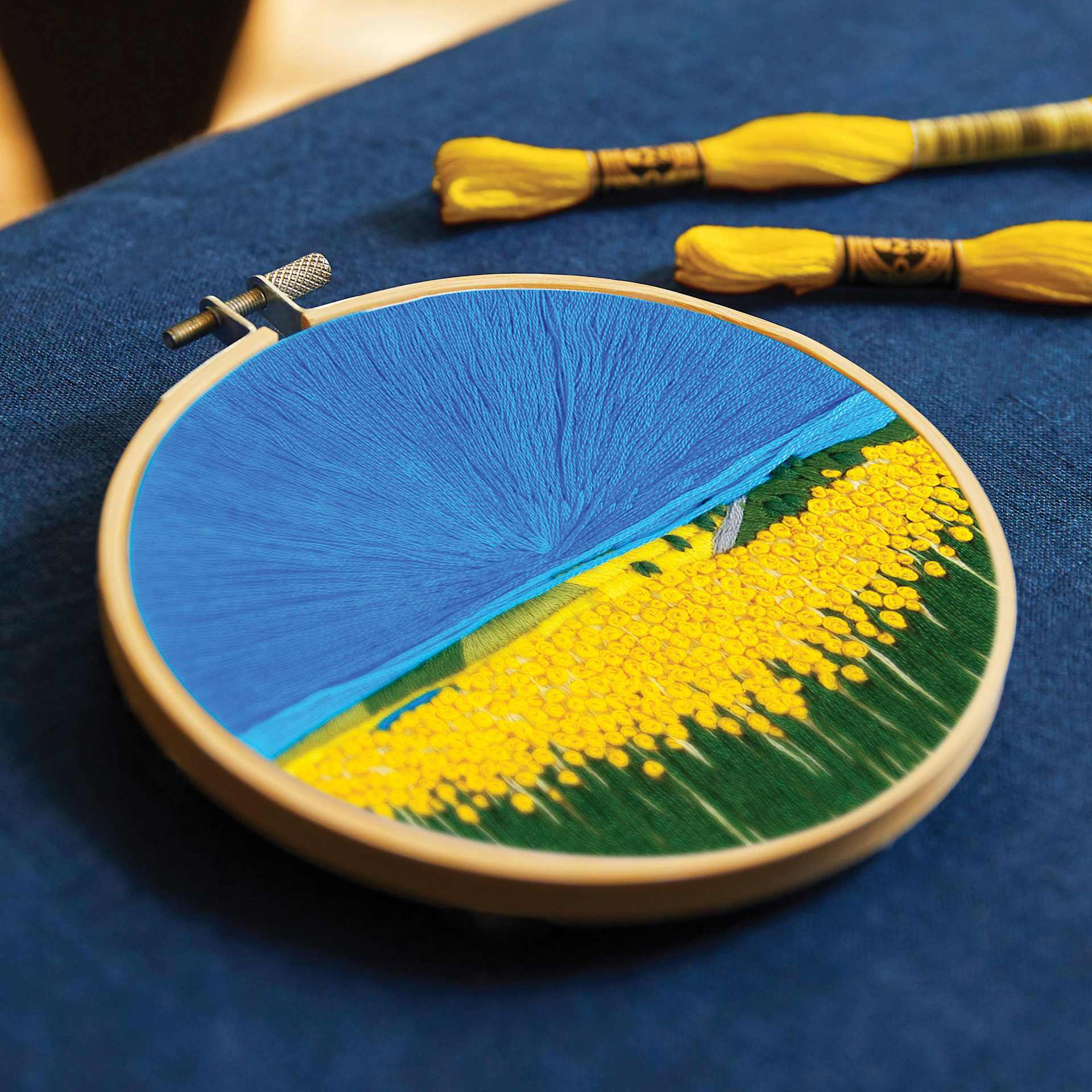 “Sunflower Fields” by Victoria Rose Richards, Intermediate finished on table