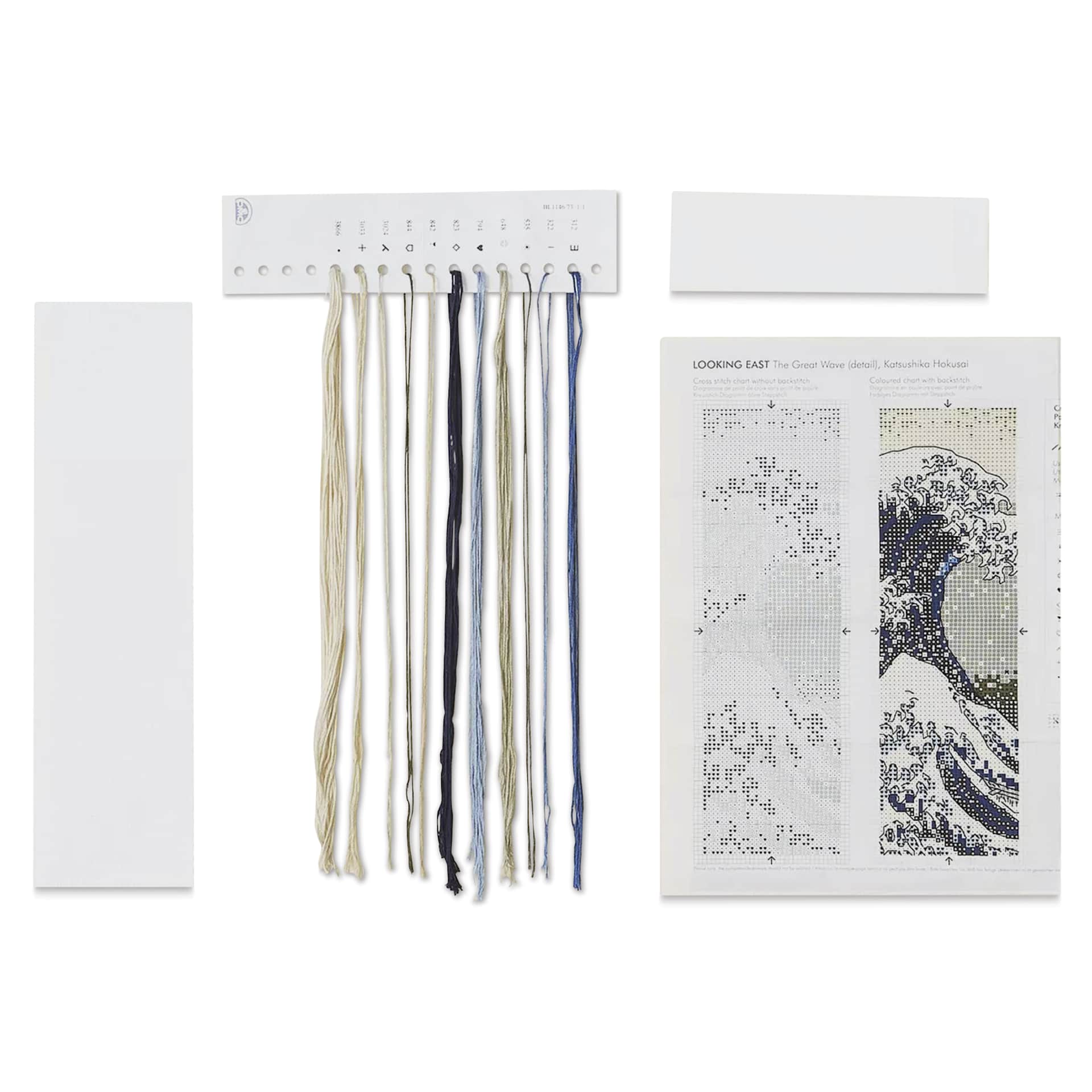 DMC The Museum Collection Cross Stitch Kit - “The Great Wave” by Katsushika Hokusai - contents