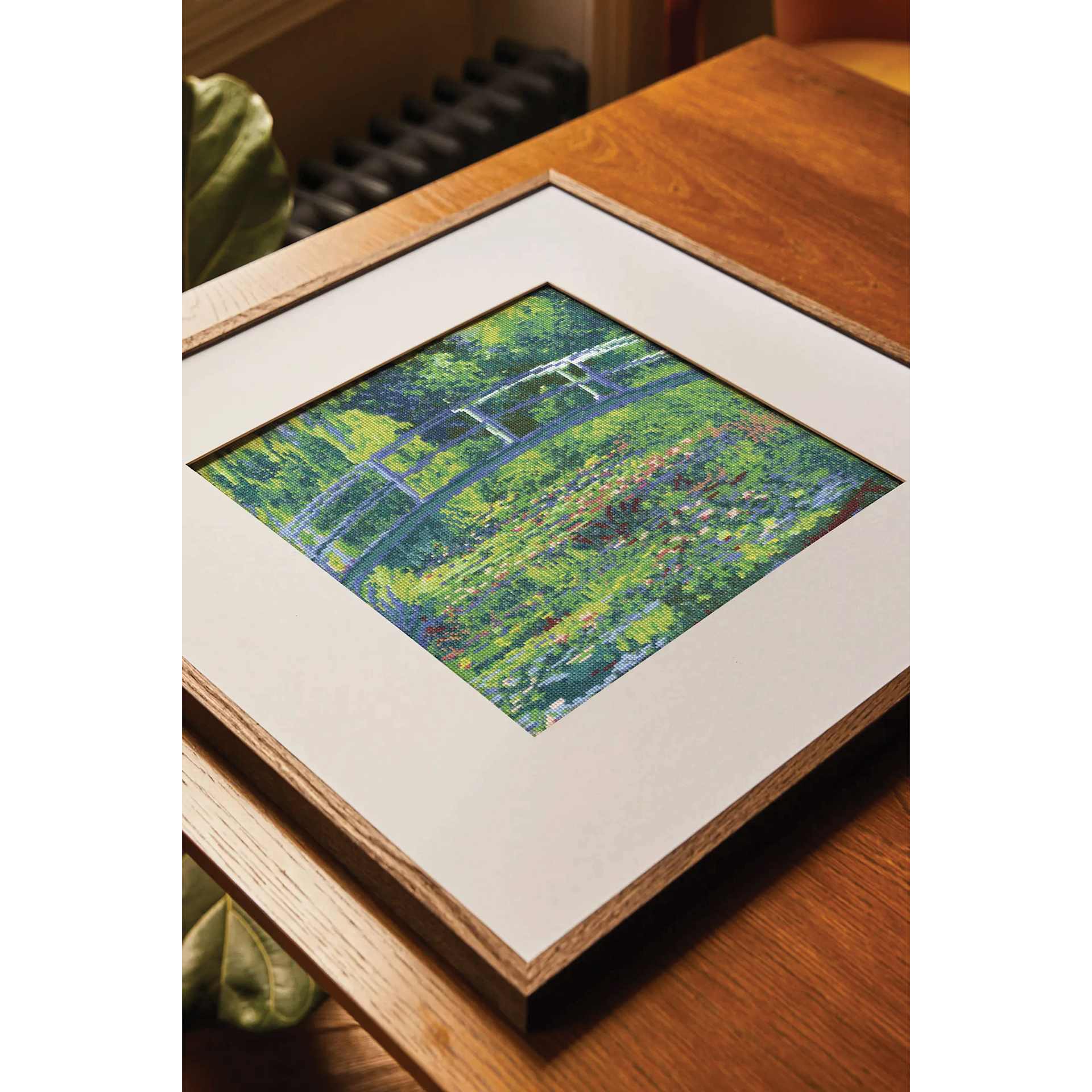 DMC The Museum Collection Cross Stitch Kit - “The Water-Lily Pond” by Claude Monet, framed