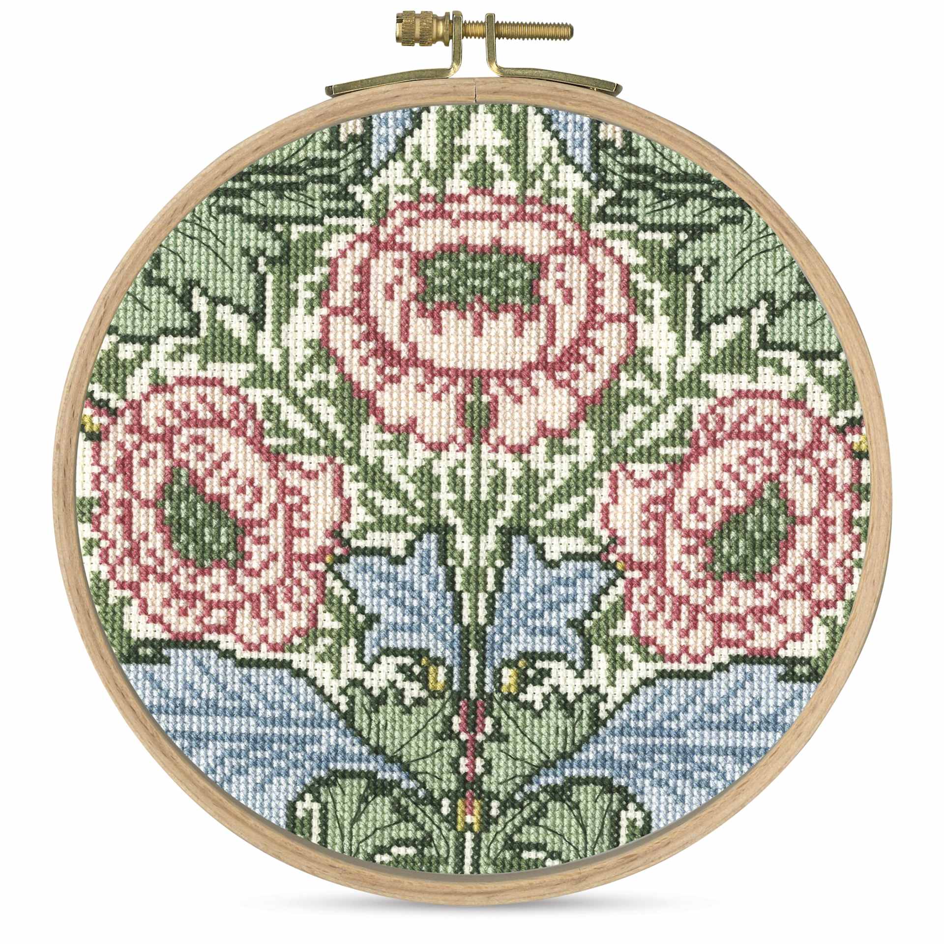 DMC The Museum Collection Cross Stitch Kit - “Myrtle” by J.H. Dearle, finished example