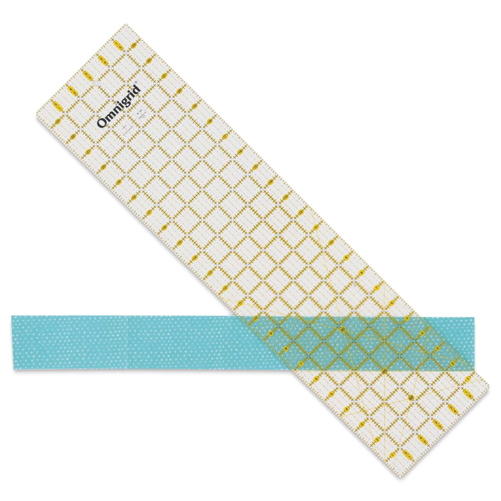 Omnigrid Rectangle Ruler - 6" x 24" - in use on fabric (not included)