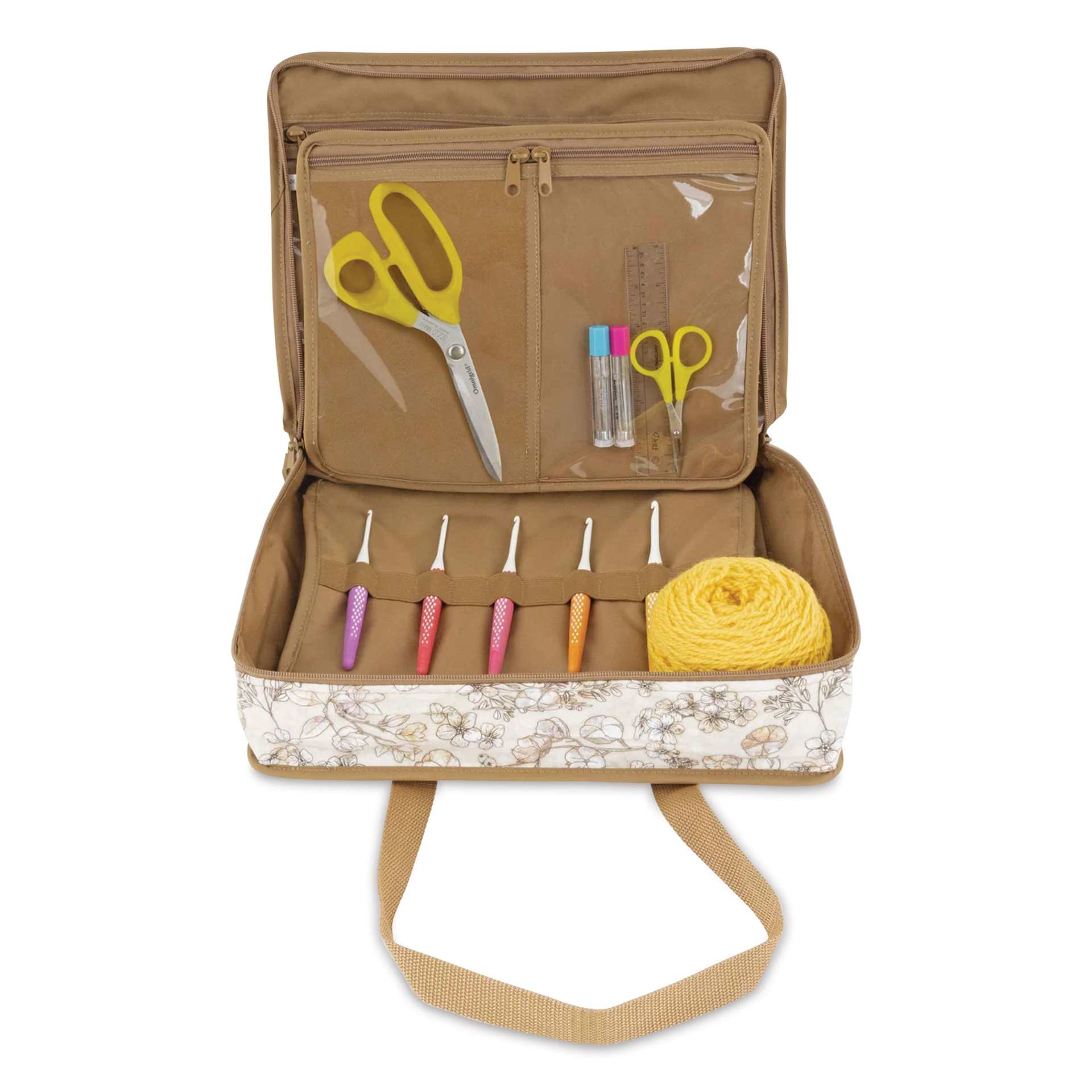 Dritz All-Purpose Project Organizer Bag - Beige Floral - second layer holding materials (not included)