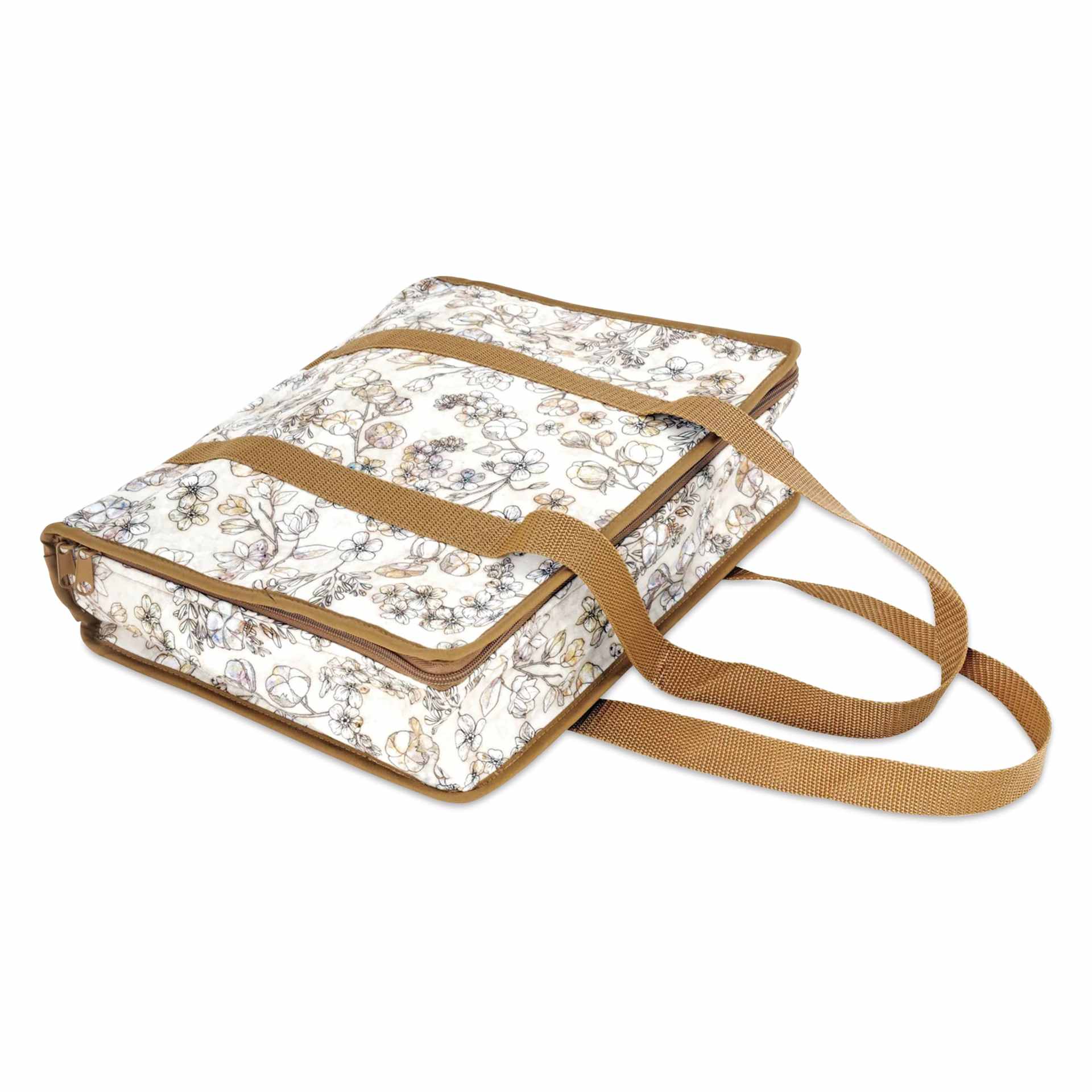 Dritz All-Purpose Project Organizer Bag - Beige Floral - closed