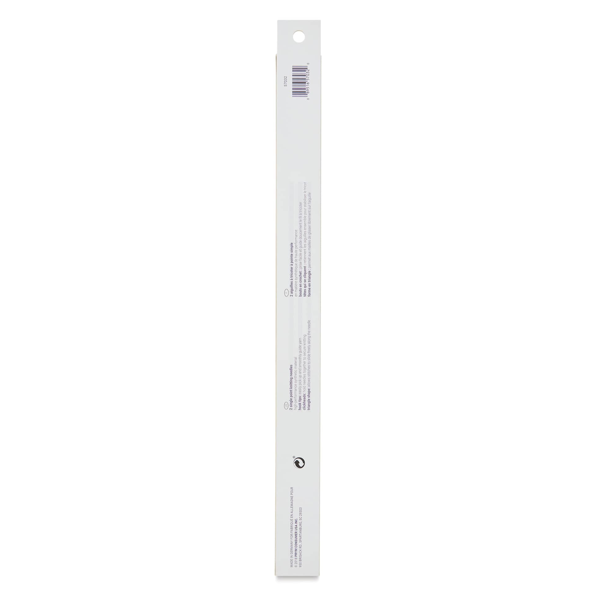 Prym Ergonomics Single Point Knitting Needles - Size 10, 14" - back of packaging