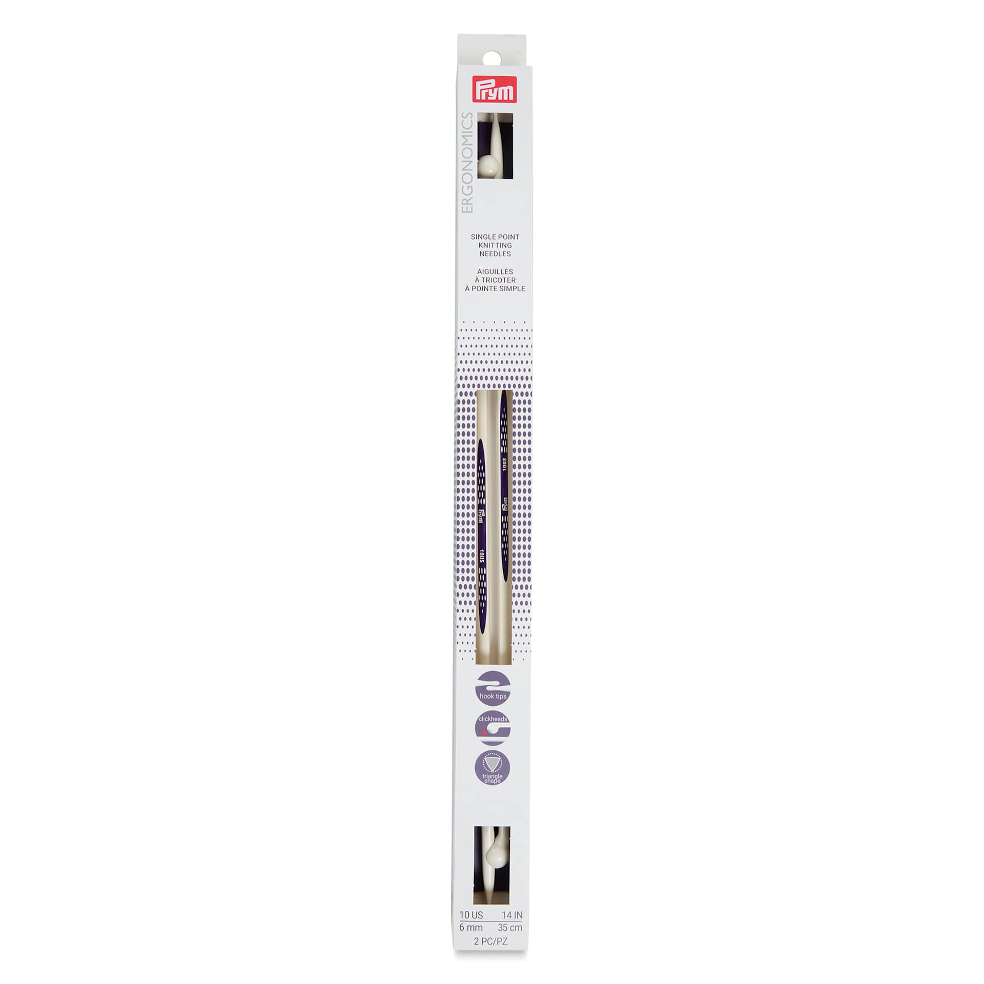 Prym Ergonomics Single Point Knitting Needles - Size 10, 14" - front of packaging