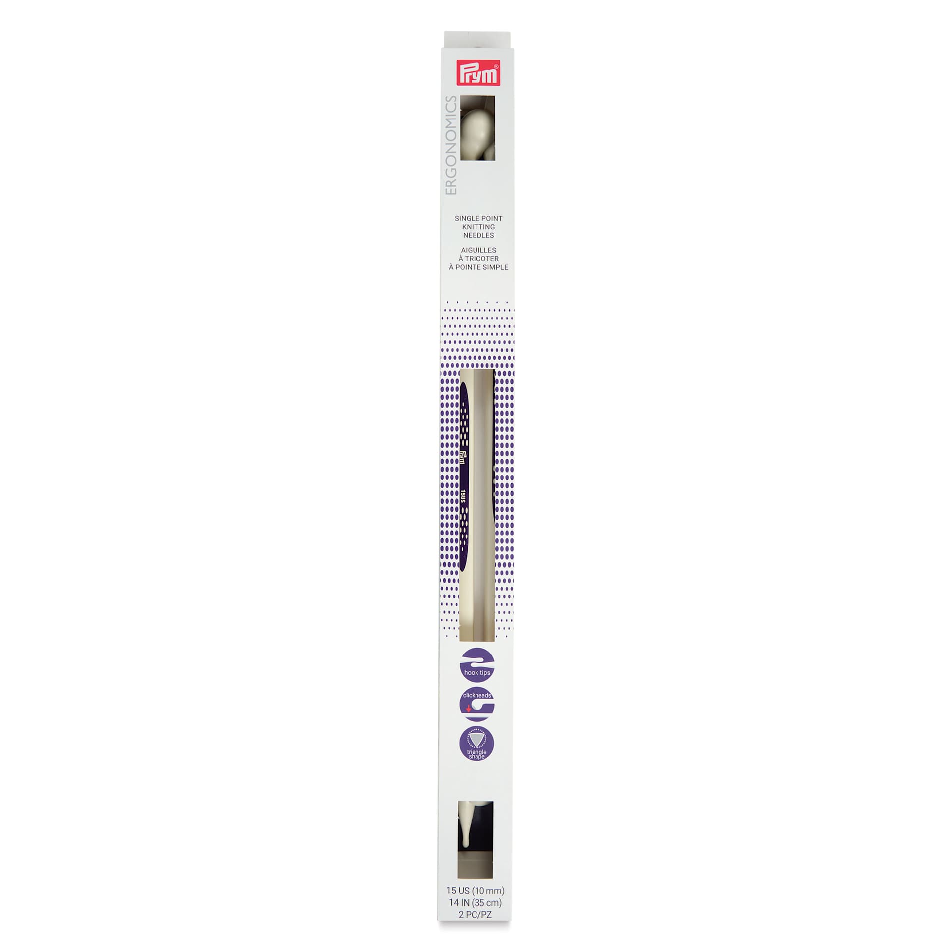Prym Ergonomics Single Point Knitting Needles - Size 15, 14" - front of packaging