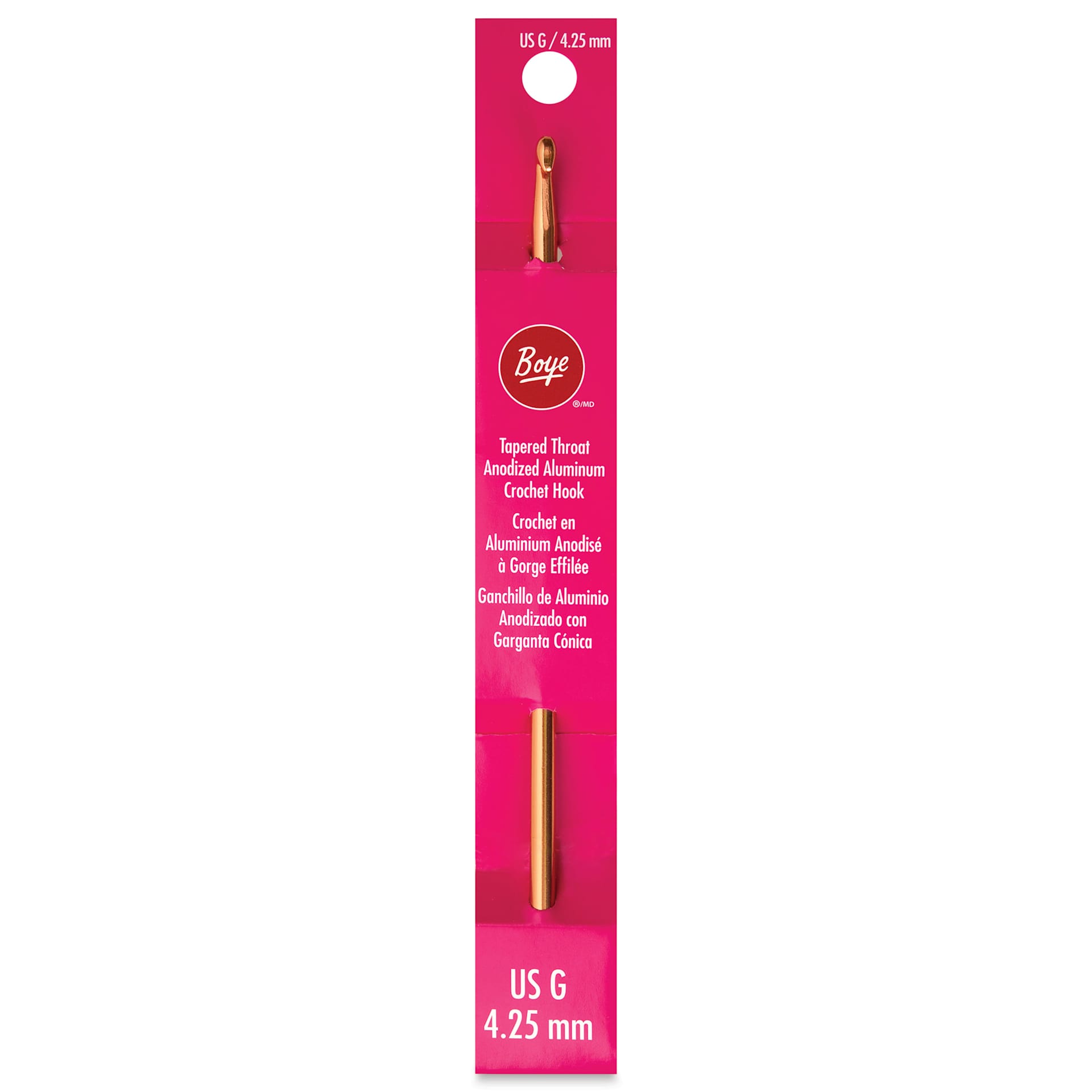 Boye Aluminum Crochet Hook - US G, 6" - front of packaging
