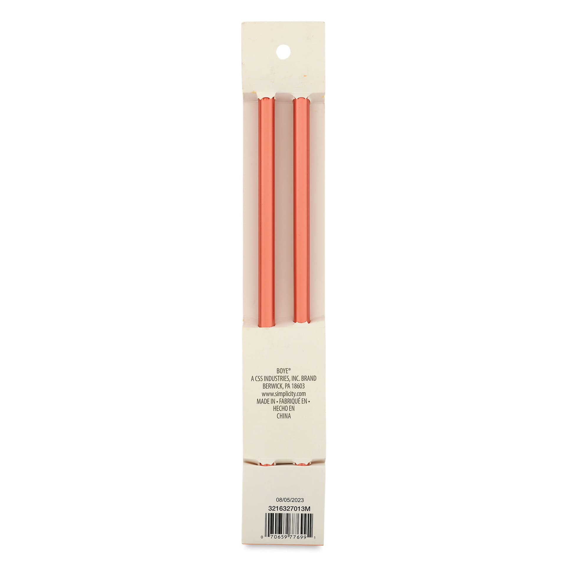 Boye Aluminum Knitting Needles - US 13, 10", back of packaging