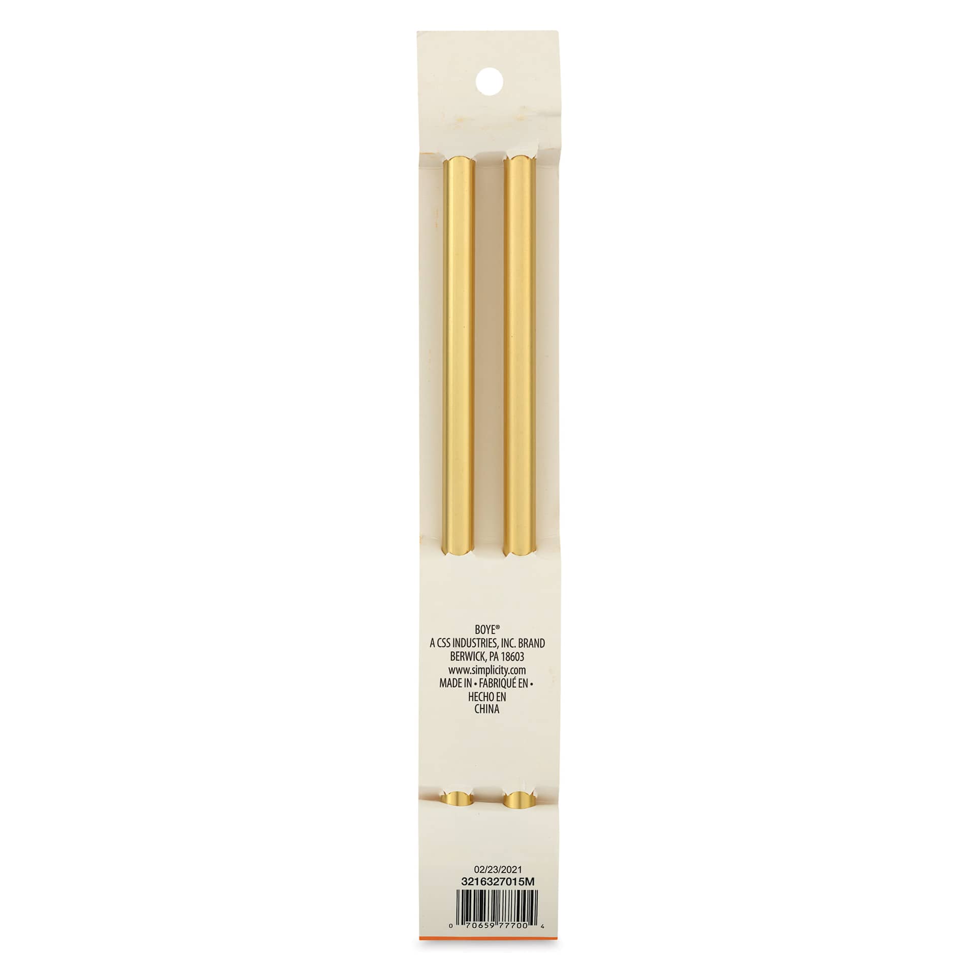 Boye Aluminum Knitting Needles - US 15, 10" - back of packaging