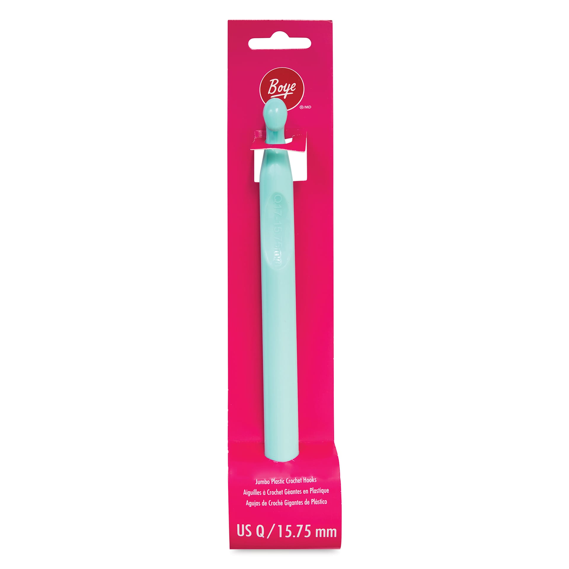 Boye Plastic Crochet Hook - Jumbo US Q - front of packaging