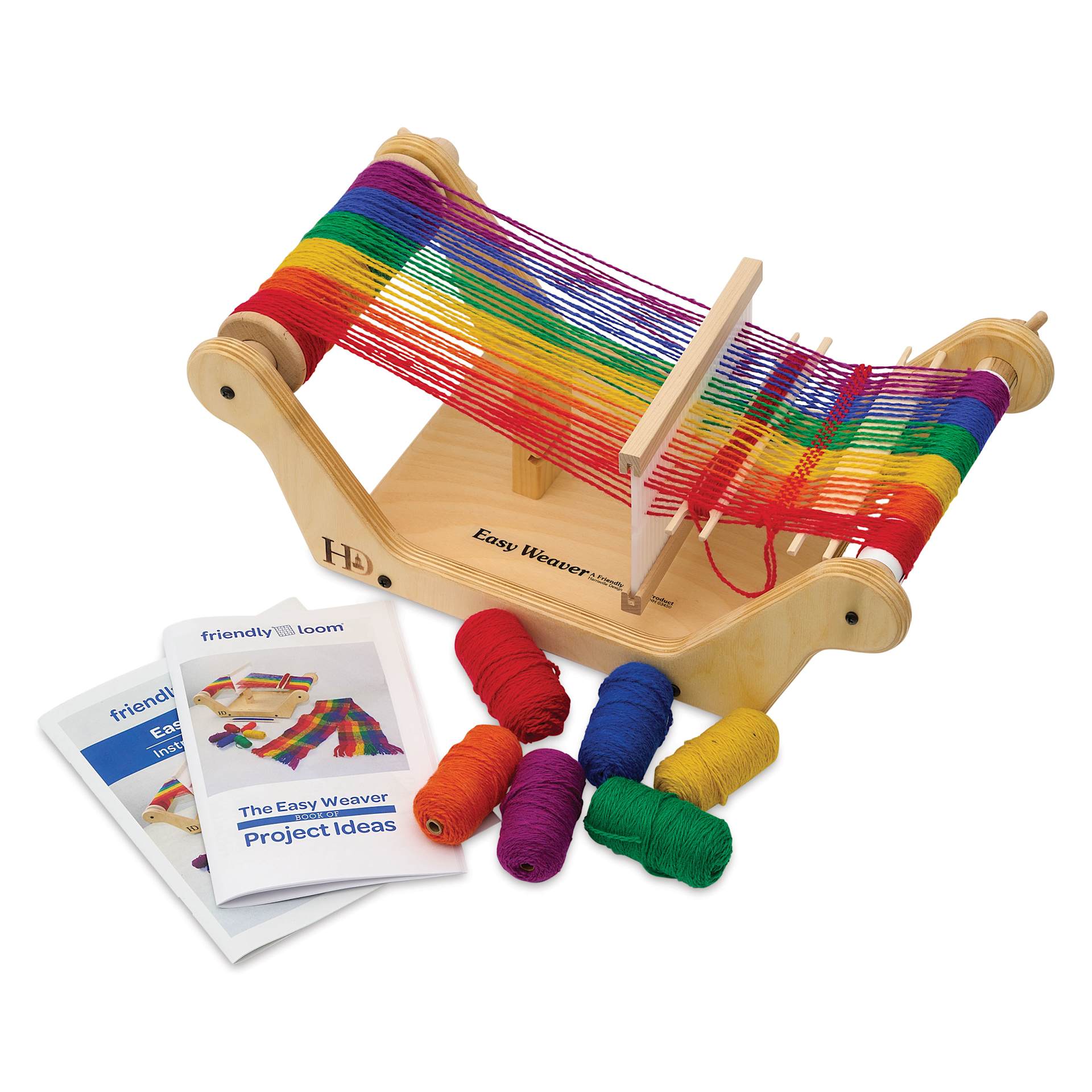 Friendly Loom Easy Weaver Loom Kit contents with beater in position