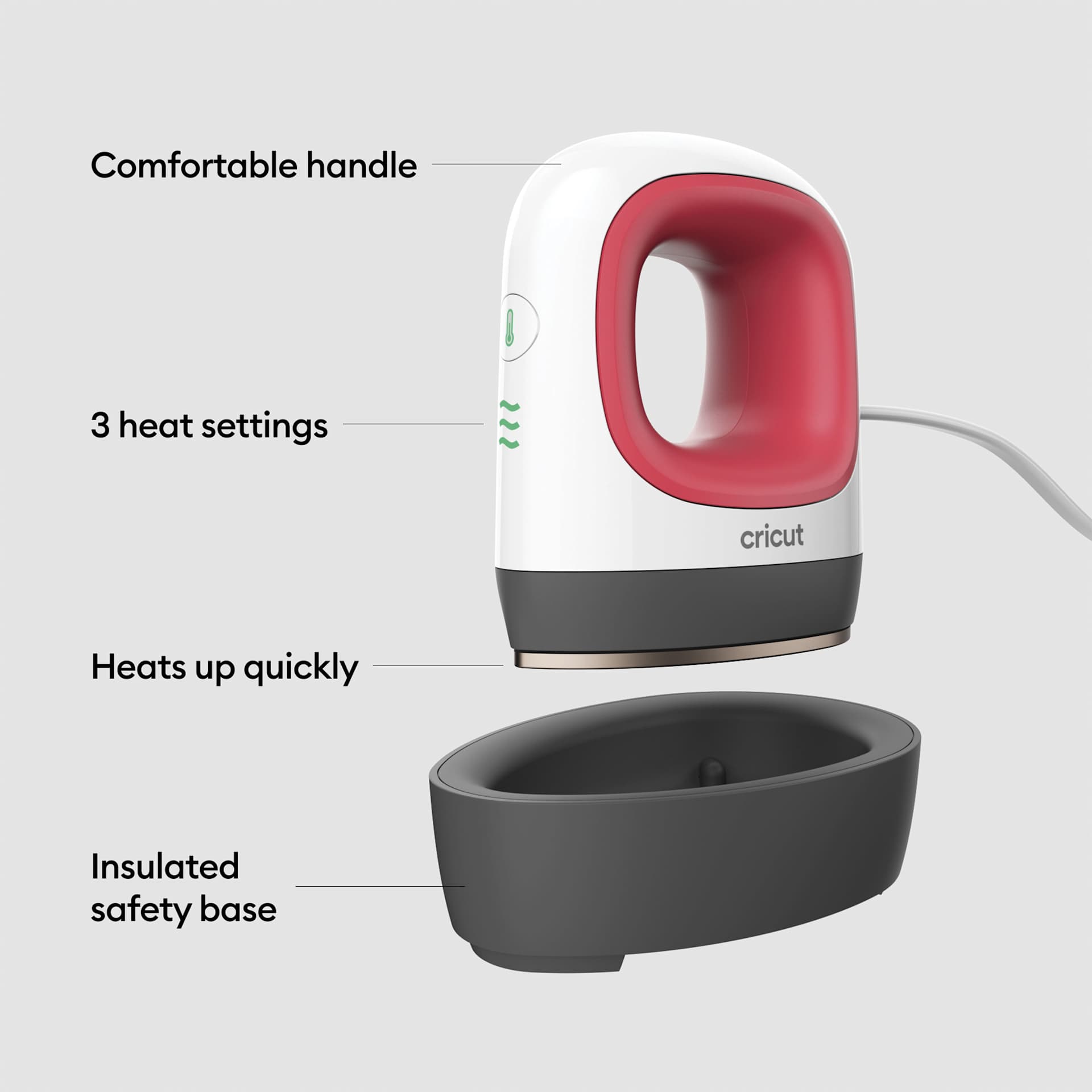 Cricut EasyPress Mini - Raspberry - features
