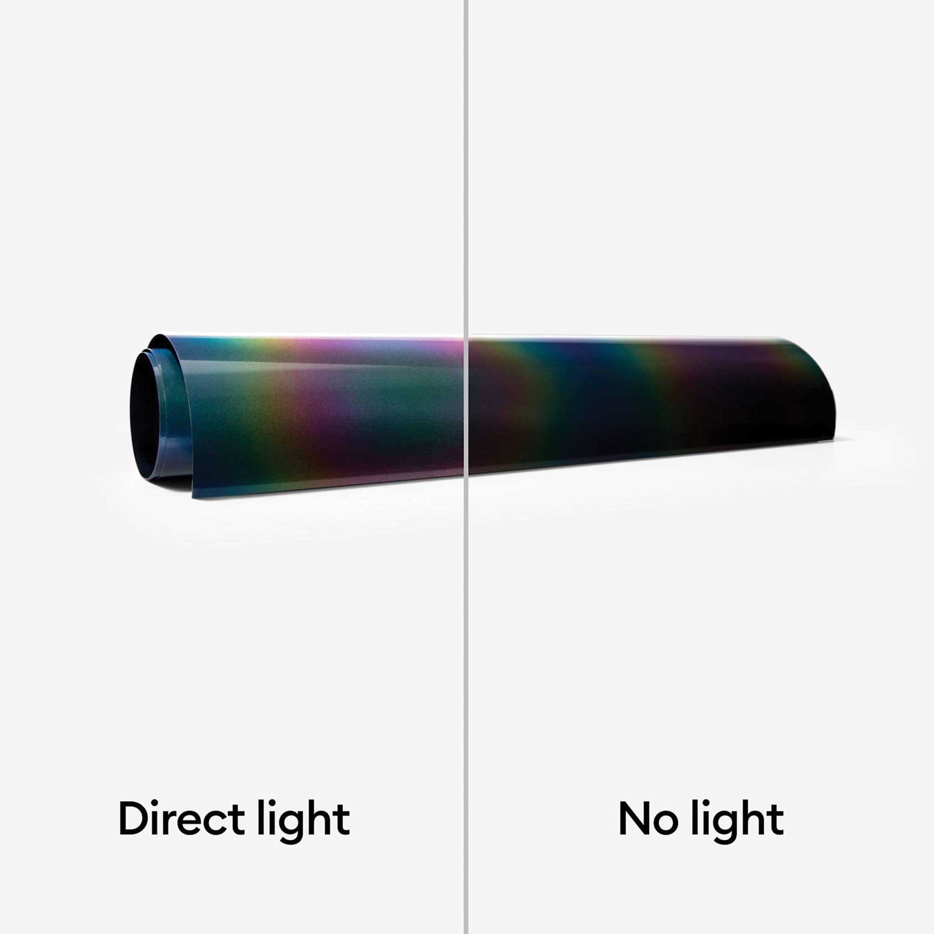 Cricut Reflective Iron-On Heat Transfer Vinyl, diagram of how the Sheet looks like under light