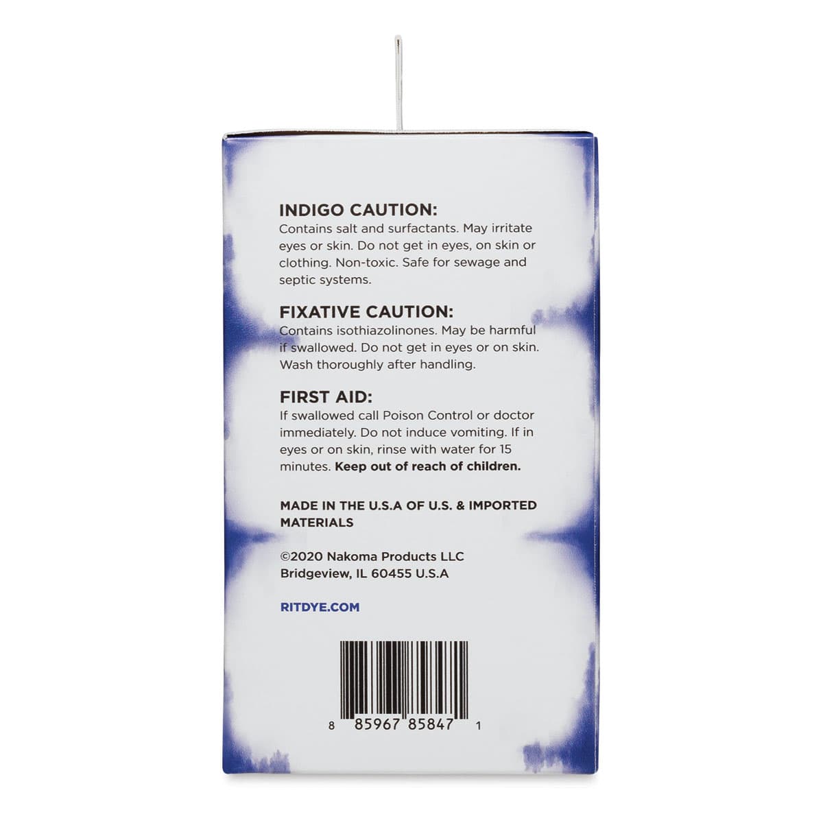 Rit Indigo Shibori Tie Dye Kit - Back of package shown