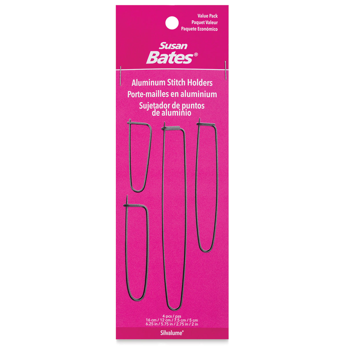 Susan Bates Stitch Holders - 4 various sizes, shown in package