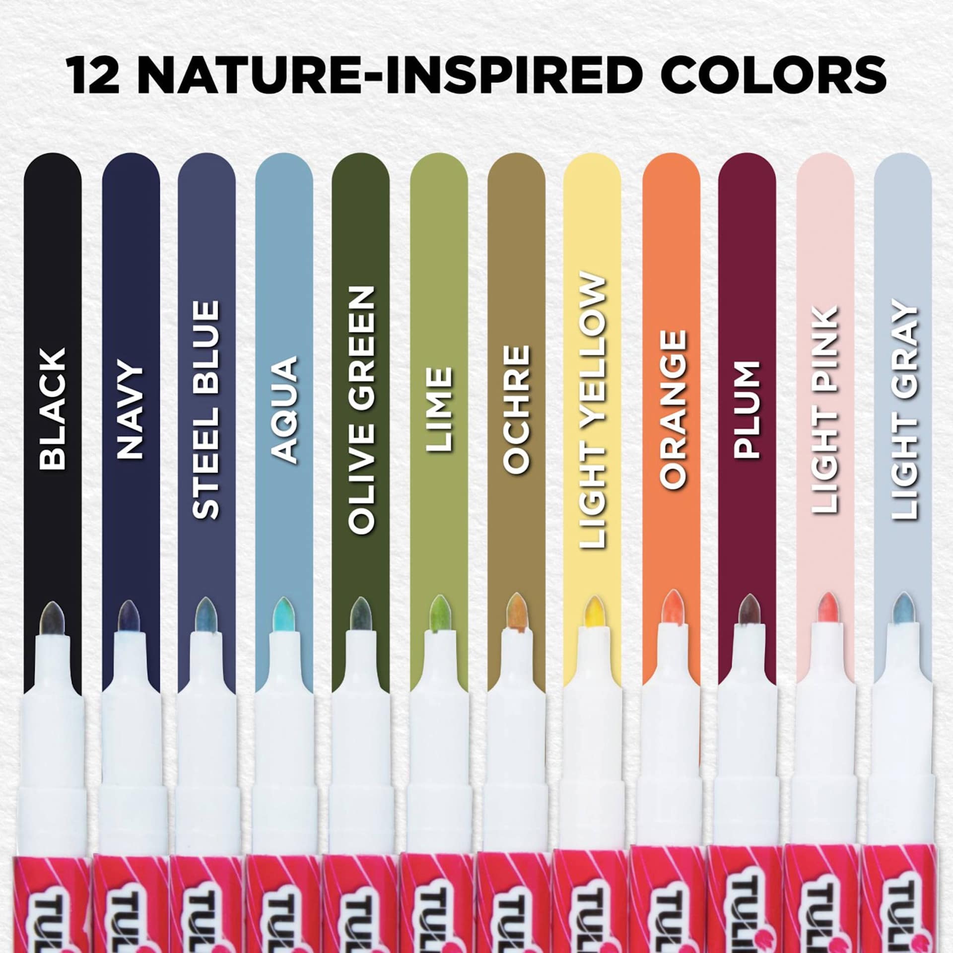 Tulip Fine Tip Fabric Markers - Mountainside Meadow, Set of 12 (color chart)
