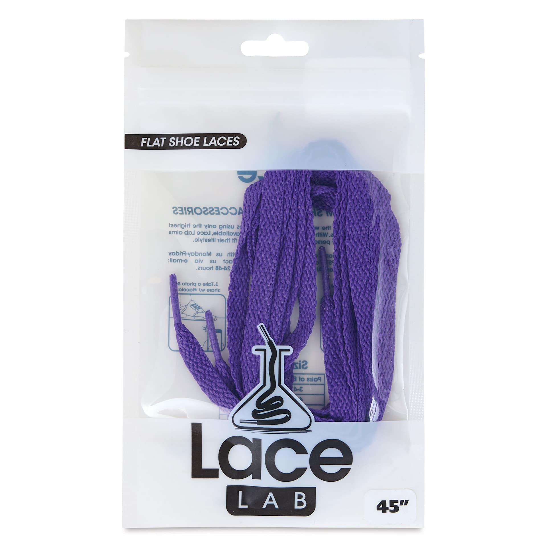 Angelus Lace Lab Flat Colored Shoe Laces - Purple, front of the packaging