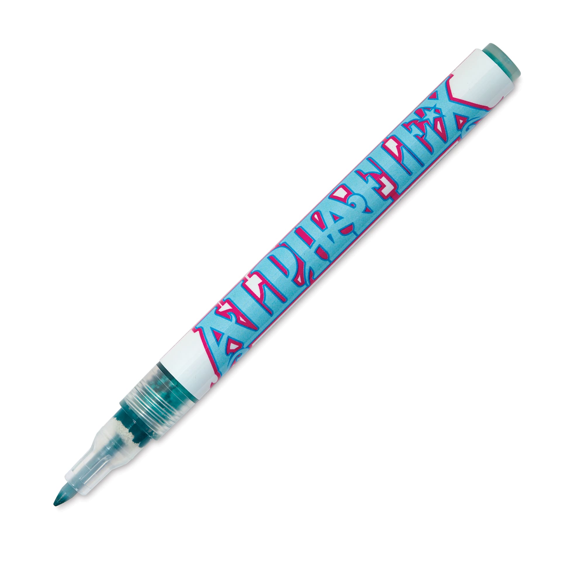 Alpha6 AlphaFlex Textile and Leather Paint Marker - Teal, 1 mm - w/ cap removed