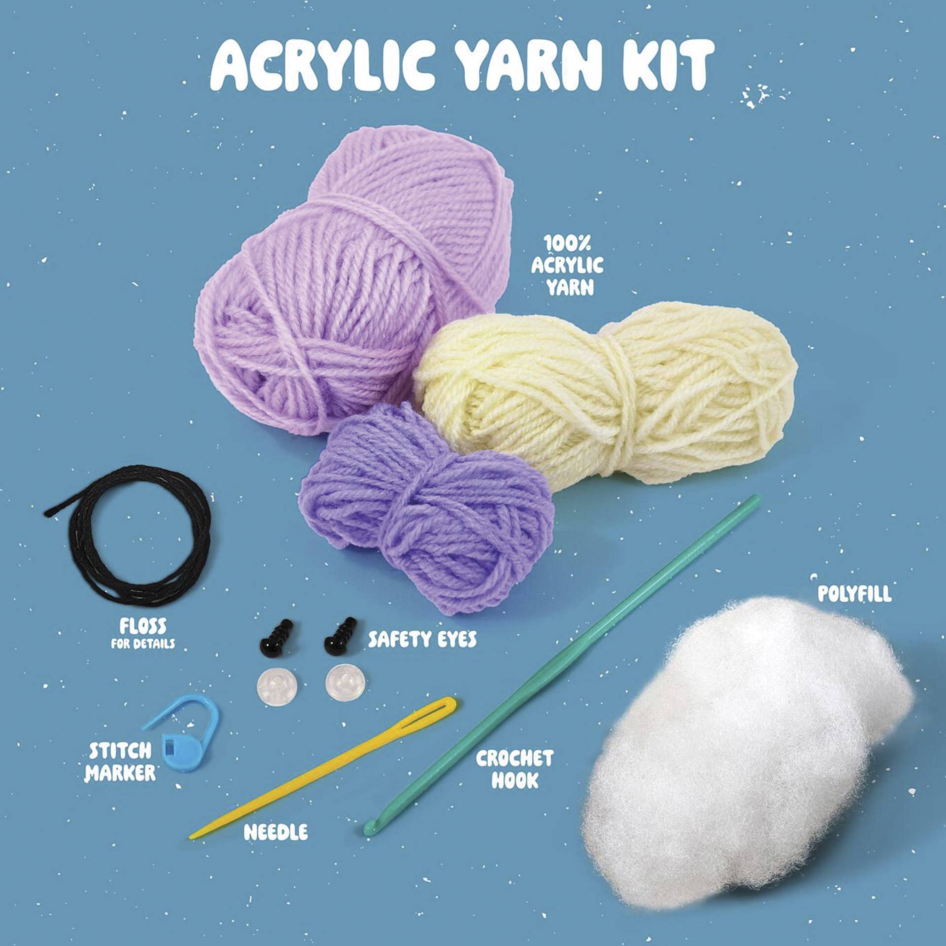 Bucilla Acrylic Yarn Amigurumi Crochet Kit - Sarah the Boba Tea - contents