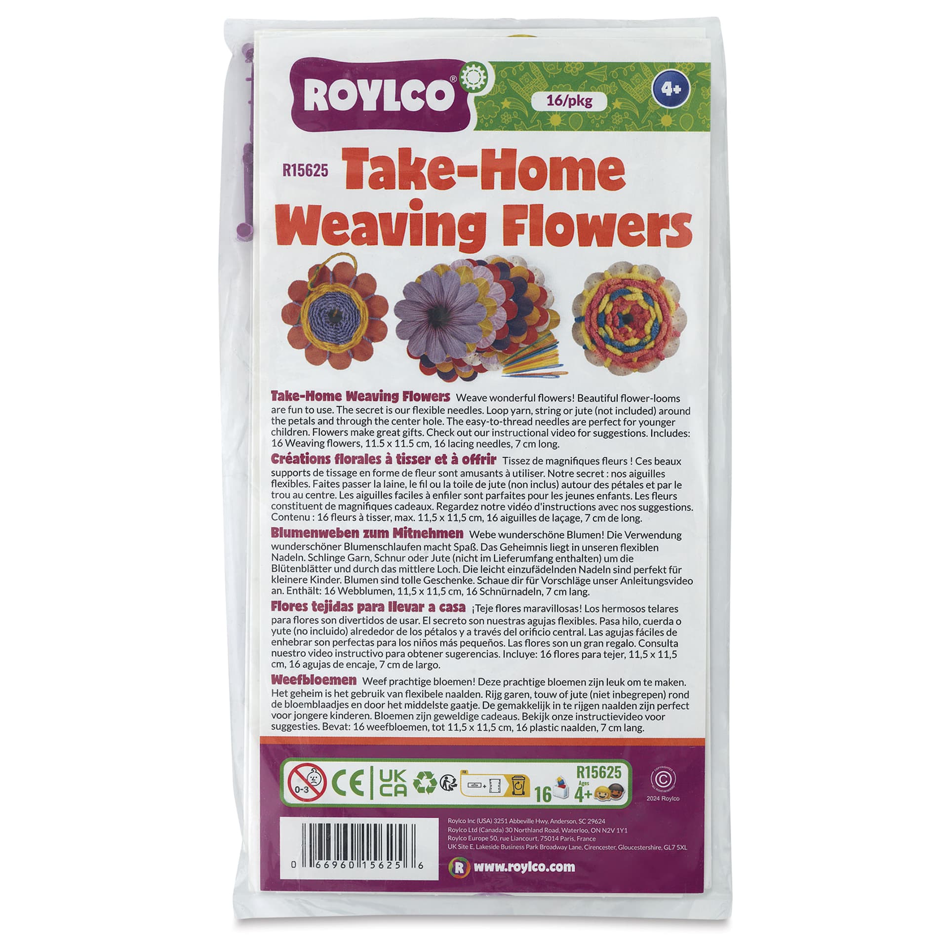 Roylco Take-Home Weaving Flowers - Set of 16, front of packaging
