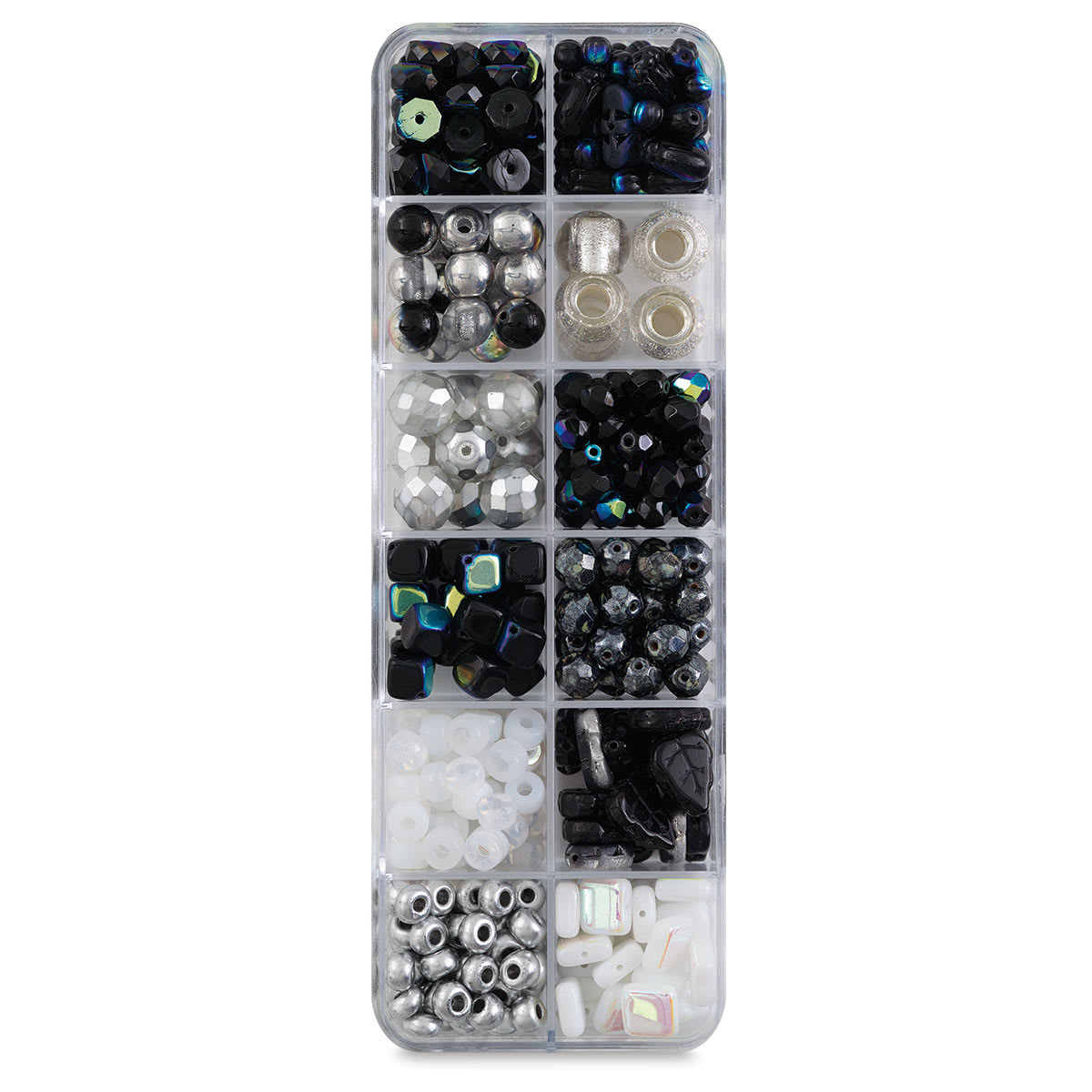 Czech Glass Bead Box Mixes - Components of Dazzling Sidewalk Bead Assortment in compartments