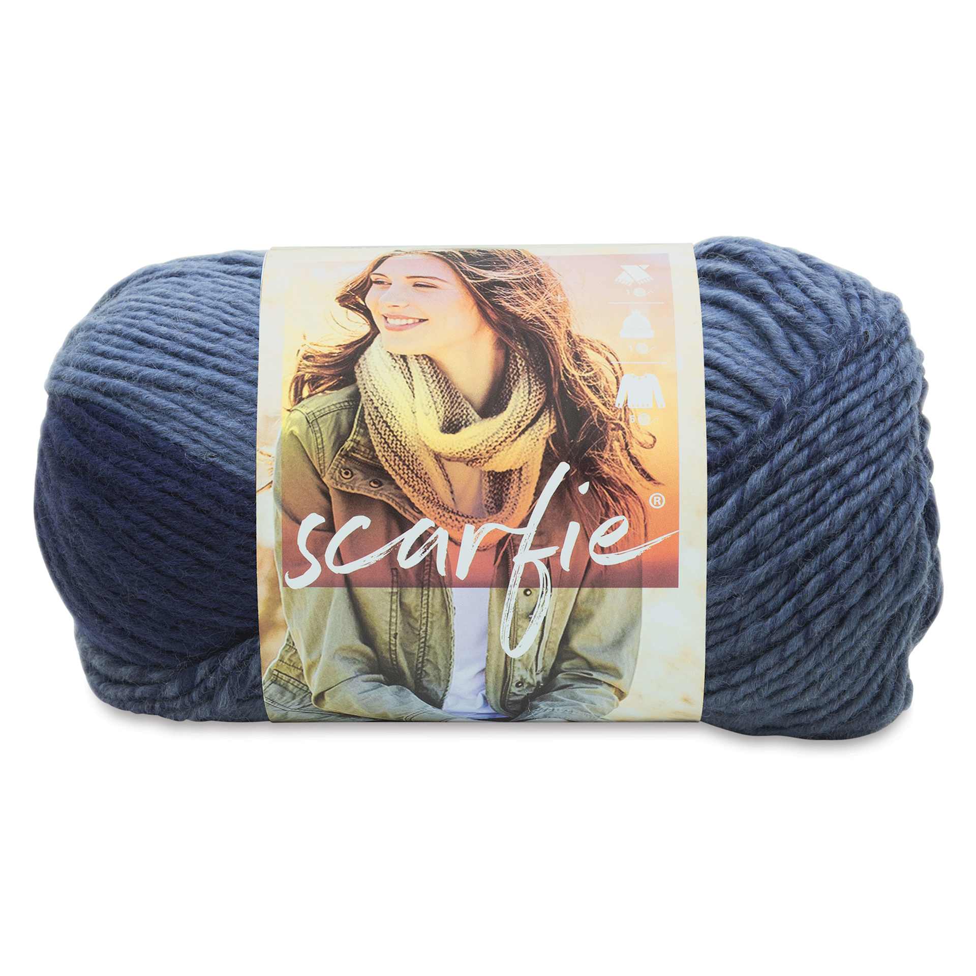 Lion Brand Scarfie Yarn - Navy/Denim, 312 yds