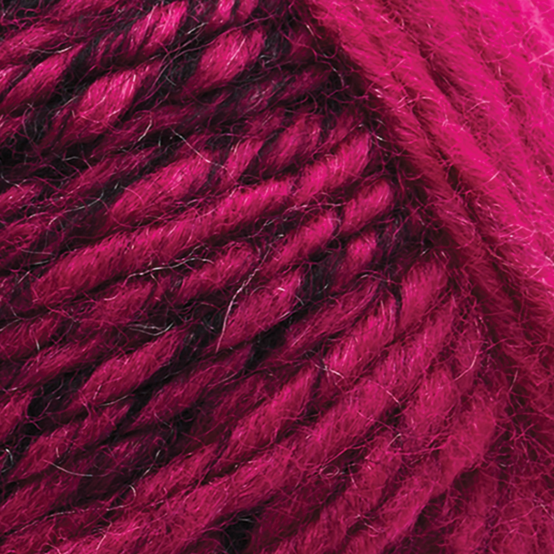 Lion Brand Scarfie Yarn - Black/Hot Pink, 312 yds close-up to show texture