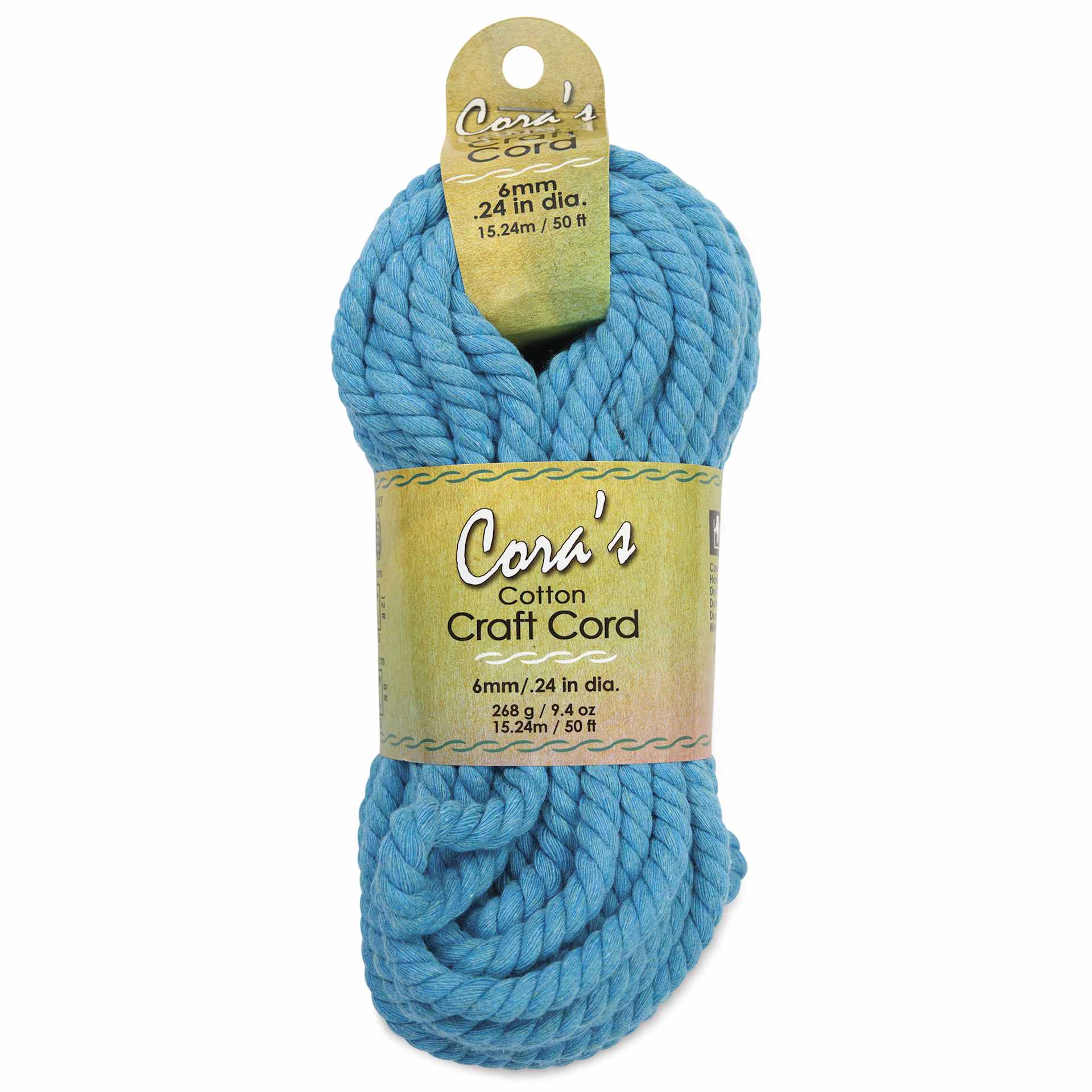 Pepperell Cotton Craft Cord - Turquoise, 6 mm, 50 ft - front