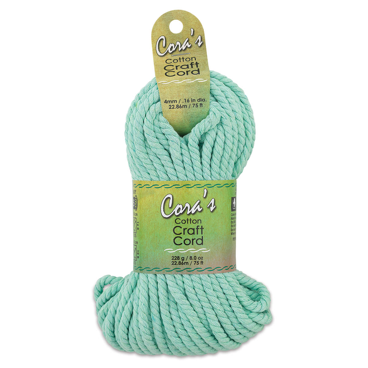 Pepperell Cotton Craft Cord - Mint Green, 4 mm, 75 ft