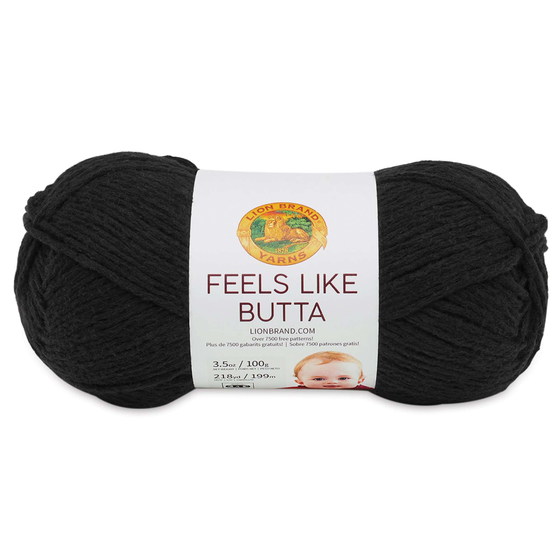 Lion Brand Feels Like Butta Yarn - Black, front