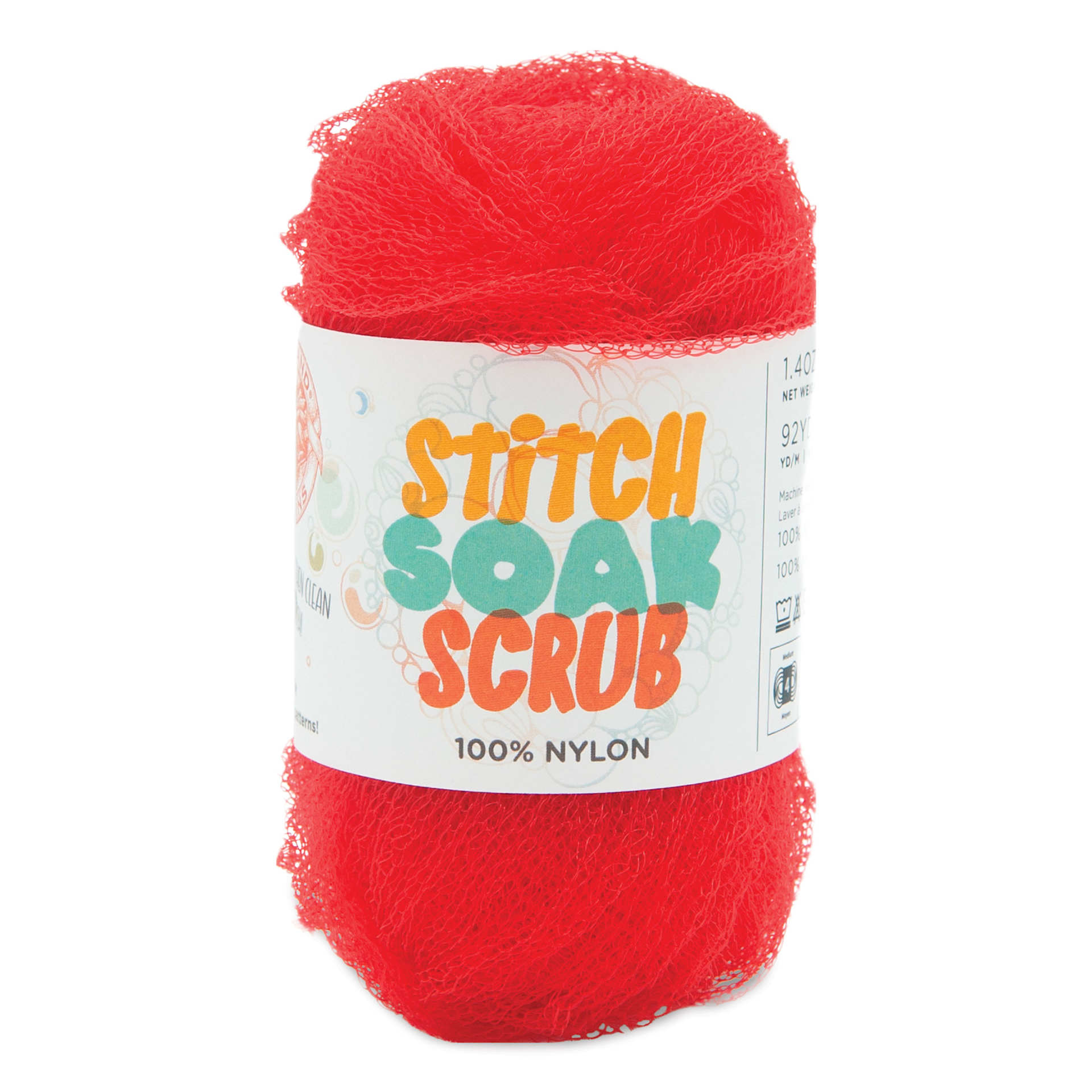 Lion Brand Stitch Soak Scrub Yarn - Poppy Red, 92 yds