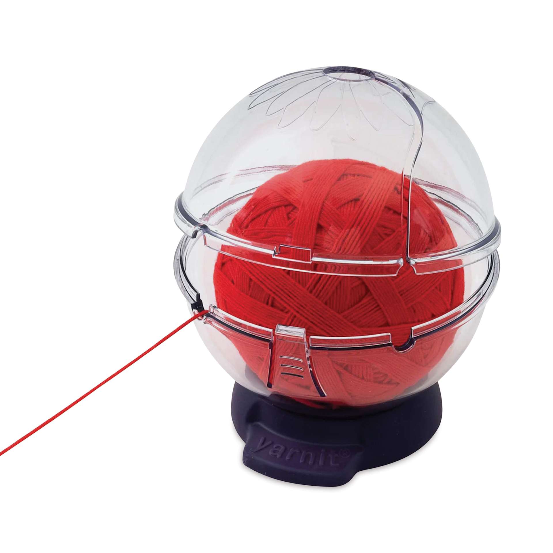 Prym Yarnit Yarn Holder - with yarn pulled through daisy hole