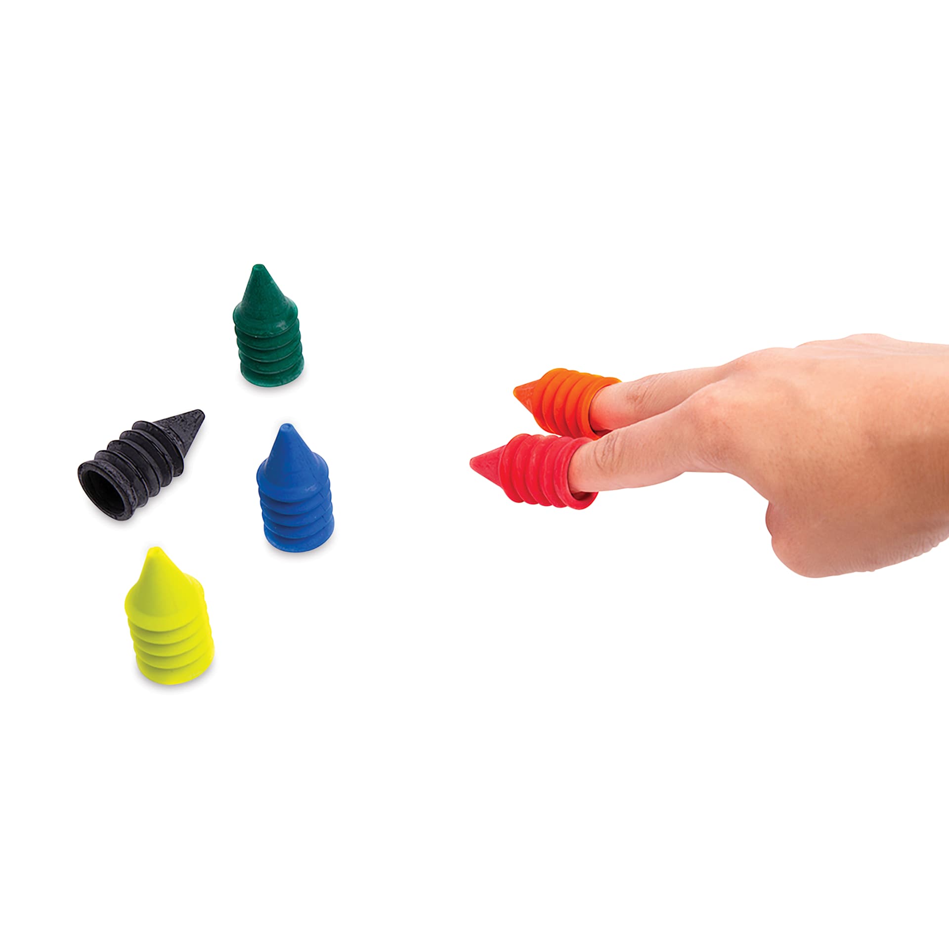 Omy Finger Crayons - Assorted Colors, Set of 6 red and orange in use with others set aside