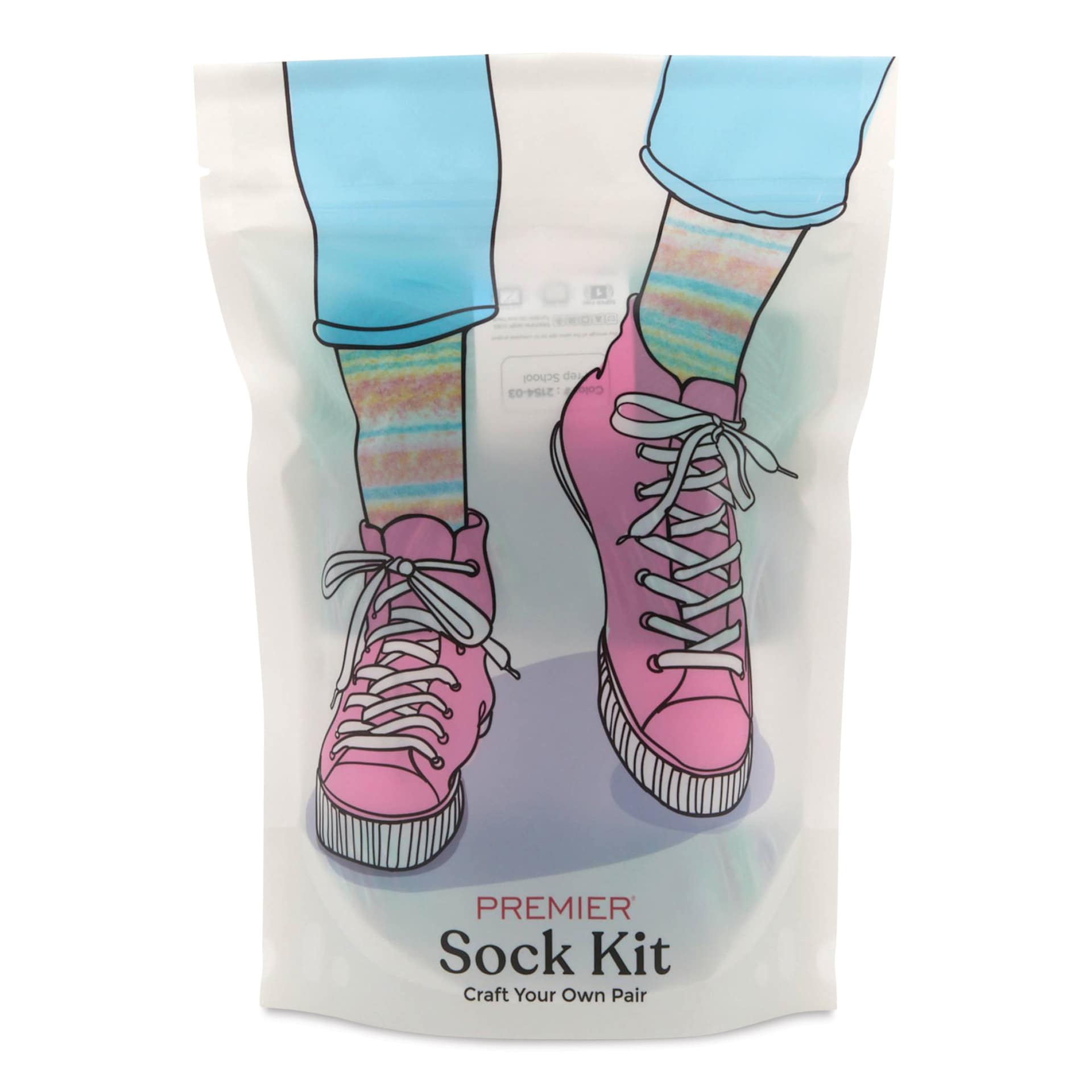 Premier Yarn Sock Kit - Prep School - close-up of multicolor yarn - front of packaging