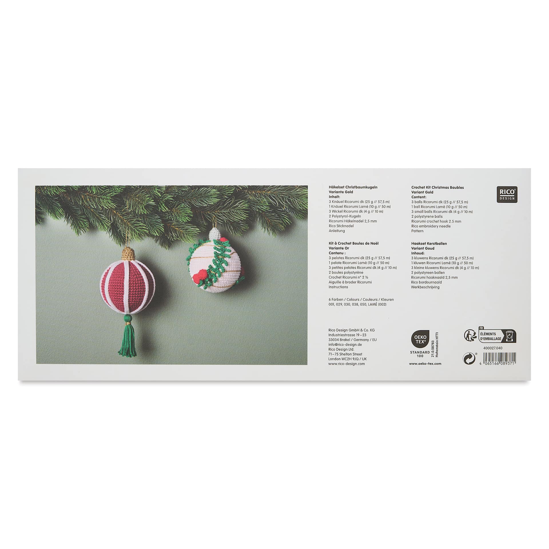 Rico Design Ricorumi Silver Christmas Bauble Crochet Kit bottom of packaging