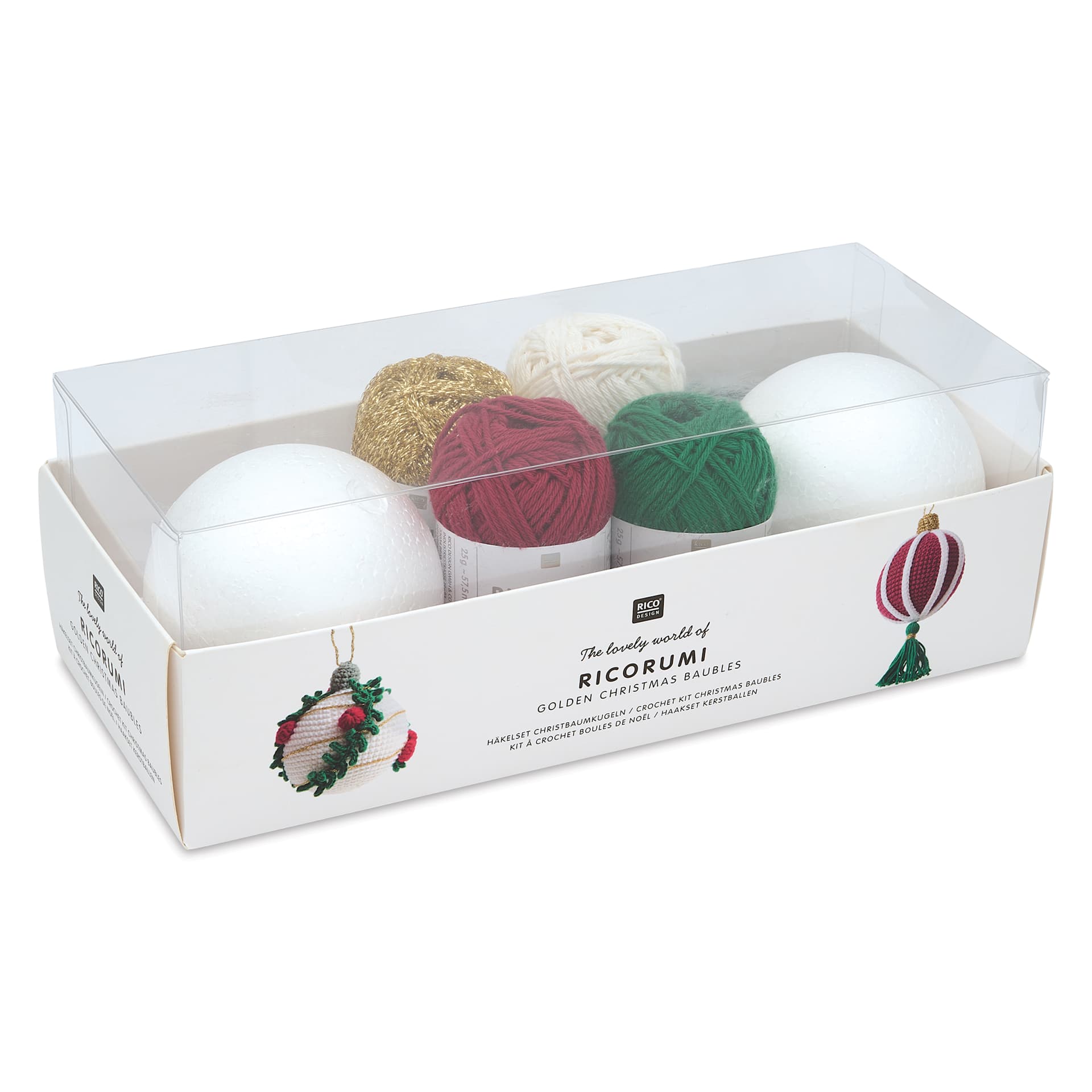 Rico Design Ricorumi Silver Christmas Bauble Crochet Kit in packaging