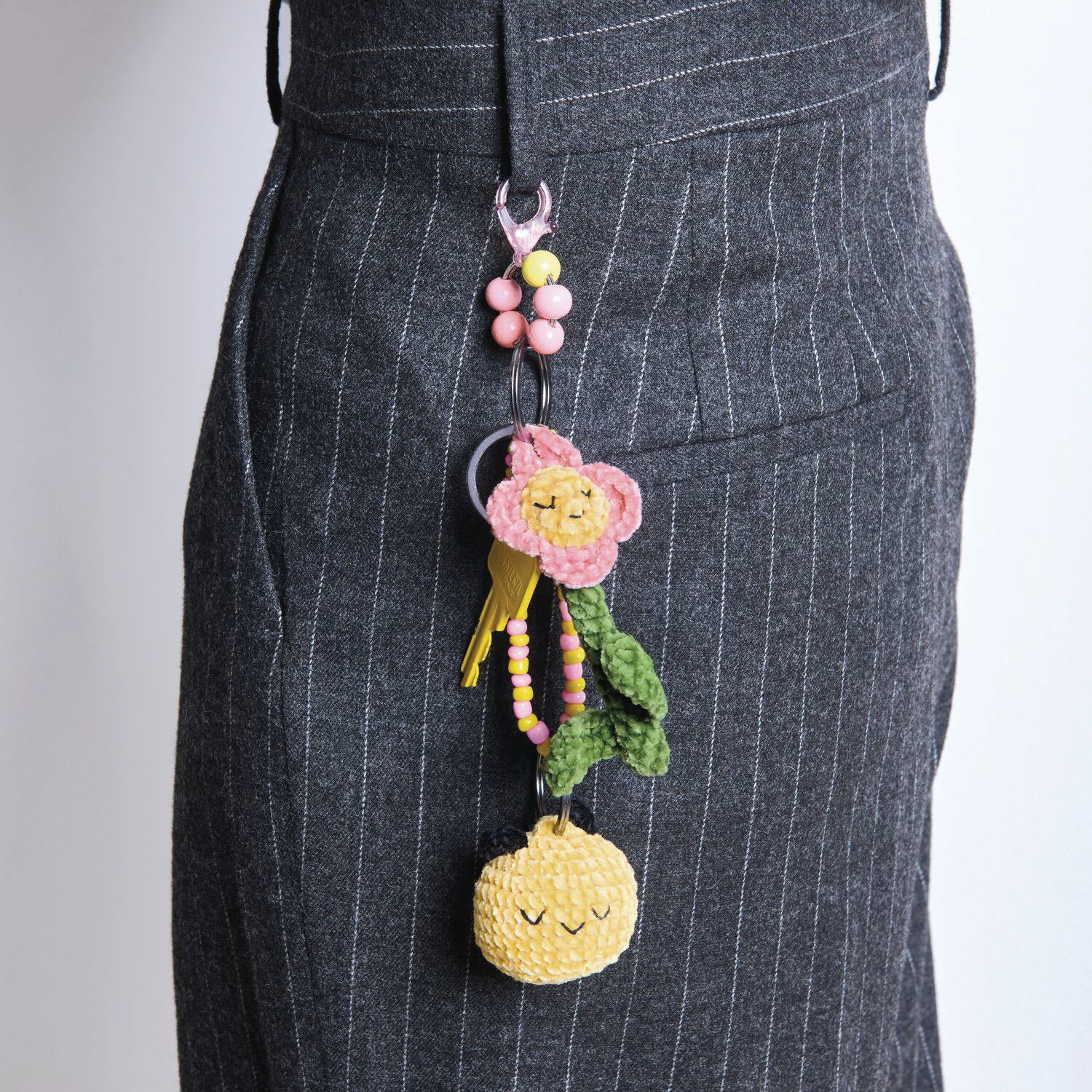 Rico Design Ricorumi Crochet Keyring Kit - Earth completed projects attached to belt loop