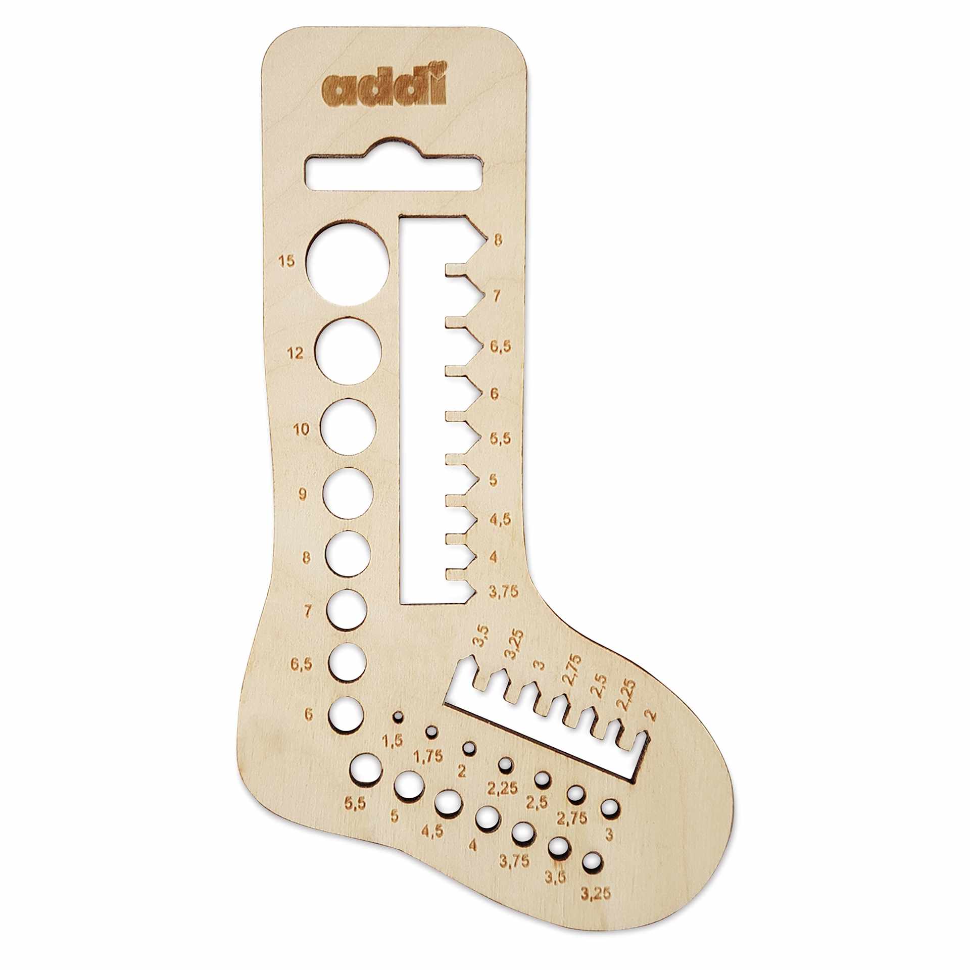 Skacel by Addi Calibro Needle Gauge Set sock-shaped gauge