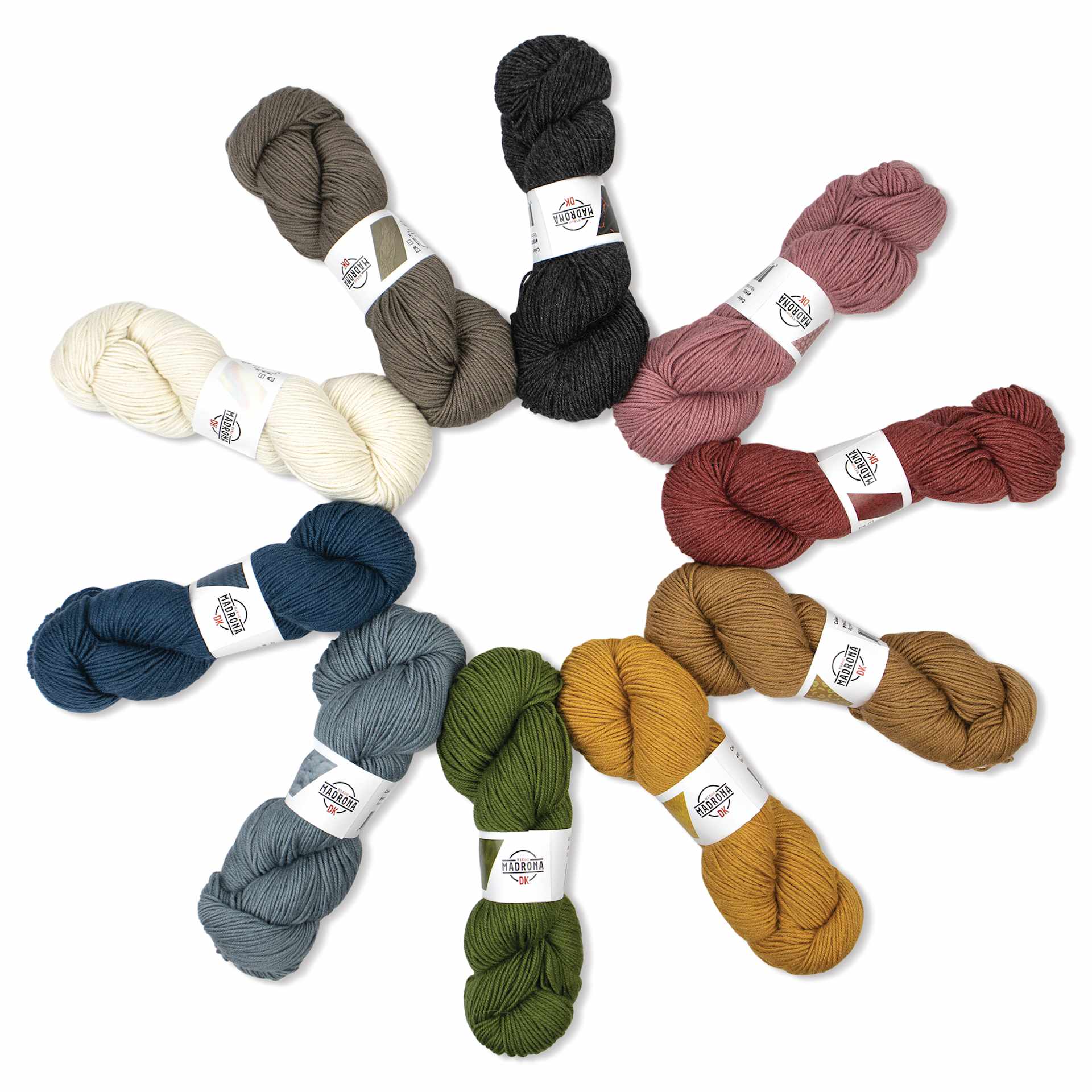 HiKoo Madrona DK Yarn showing several color options