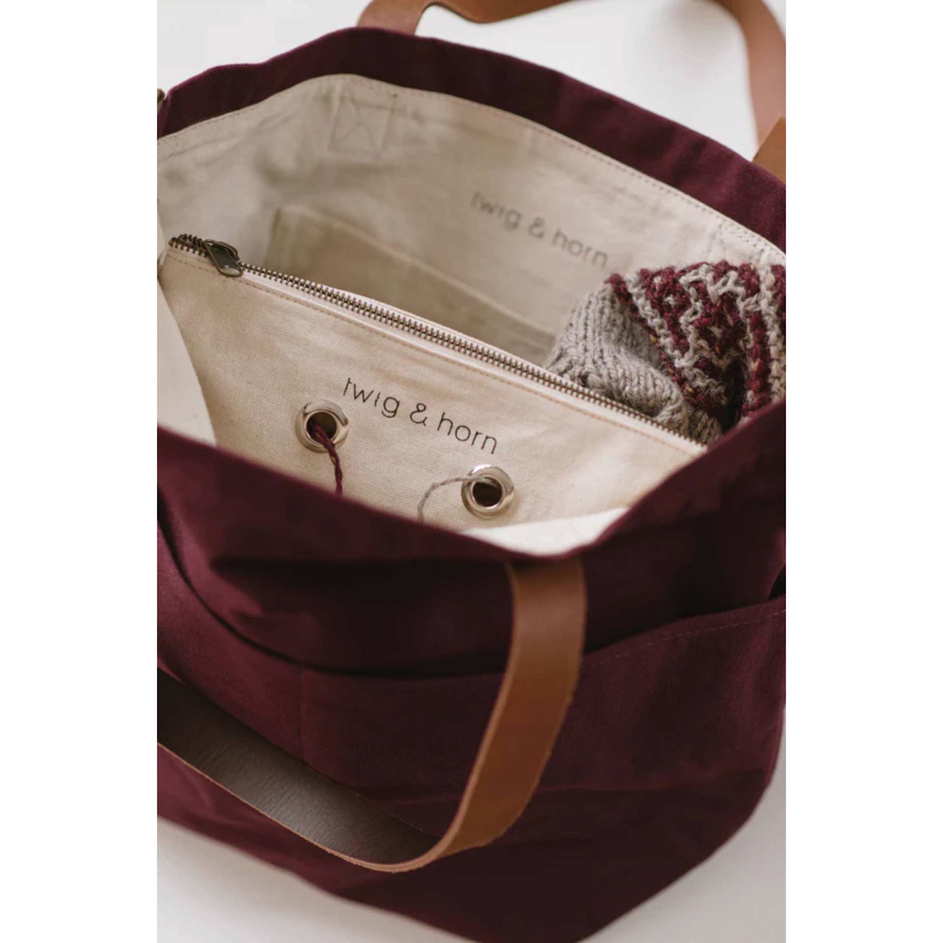Twig & Horn Canvas Crossbody Project Tote - Jam showing inside of bag