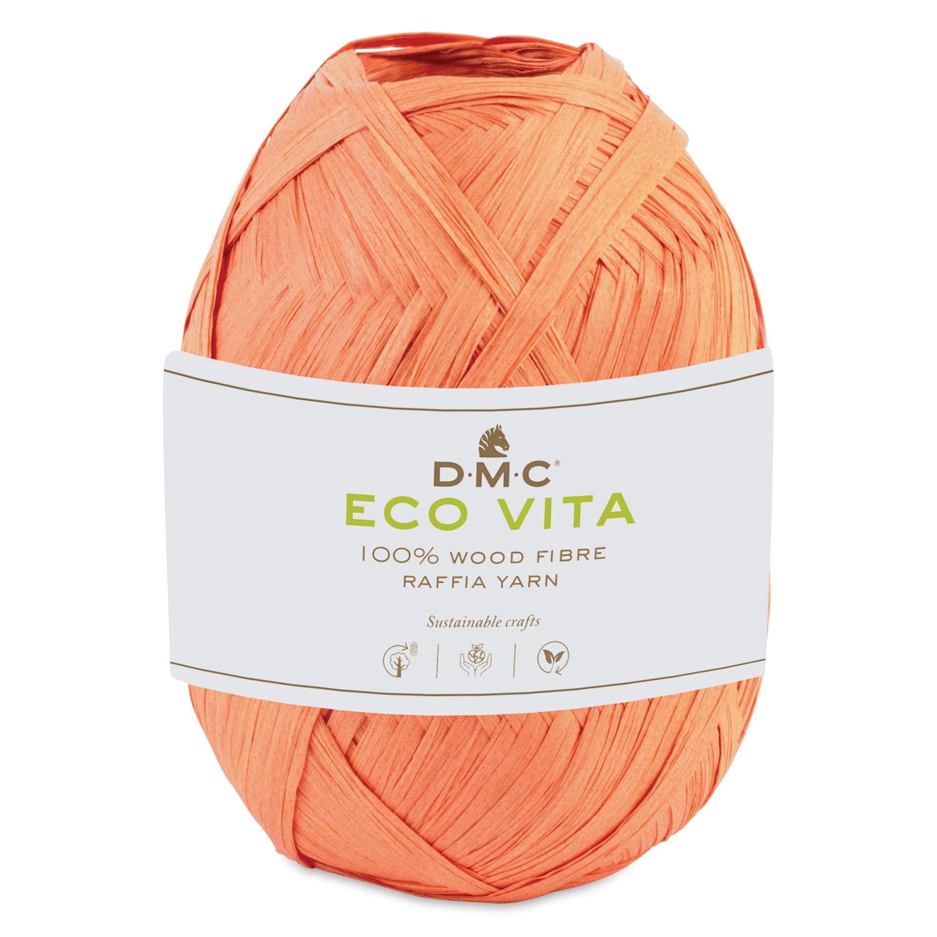 DMC Eco Vita Raffia Yarn - 10 Orange, 109 yards with packaging